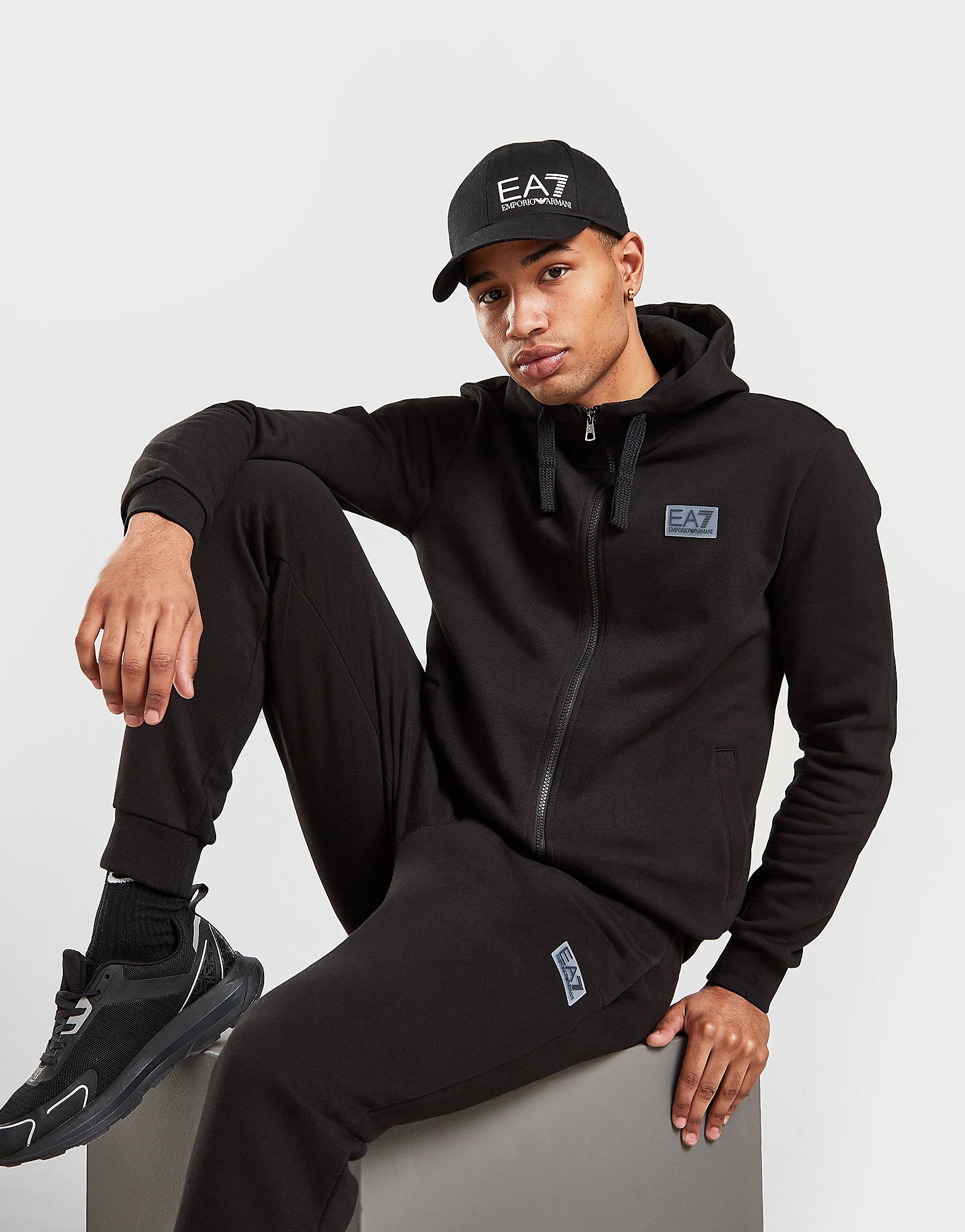 

Emporio Armani EA7 Rubber Badge Full Zip Fleece Tracksuit - Only at JD - Black, Black