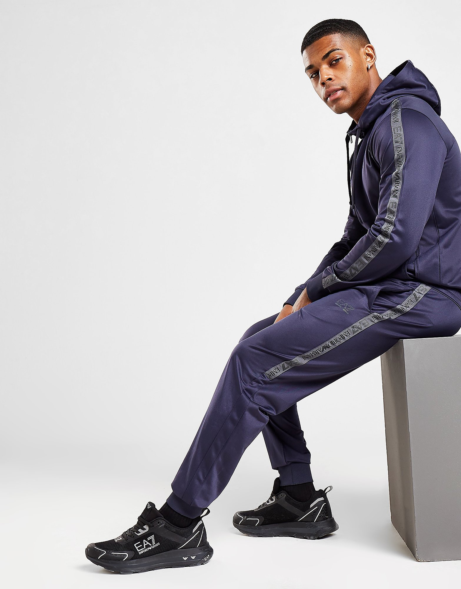 

Emporio Armani EA7 Grain Tape Poly Tracksuit - Only at JD - Navy, Navy