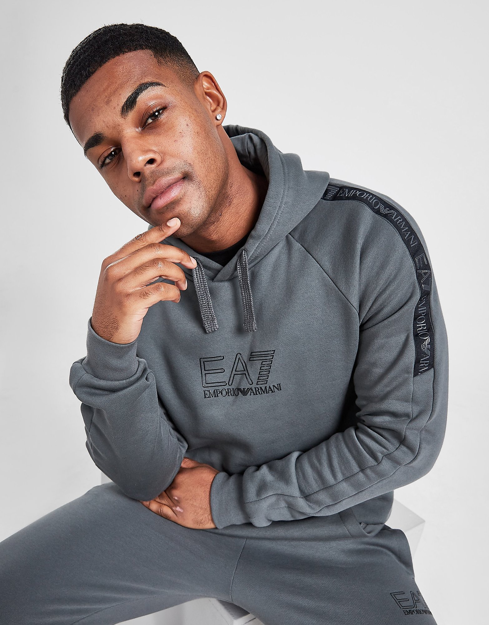 

Emporio Armani EA7 Tape Overhead Hoodie - Only at JD - Grey - Mens, Grey
