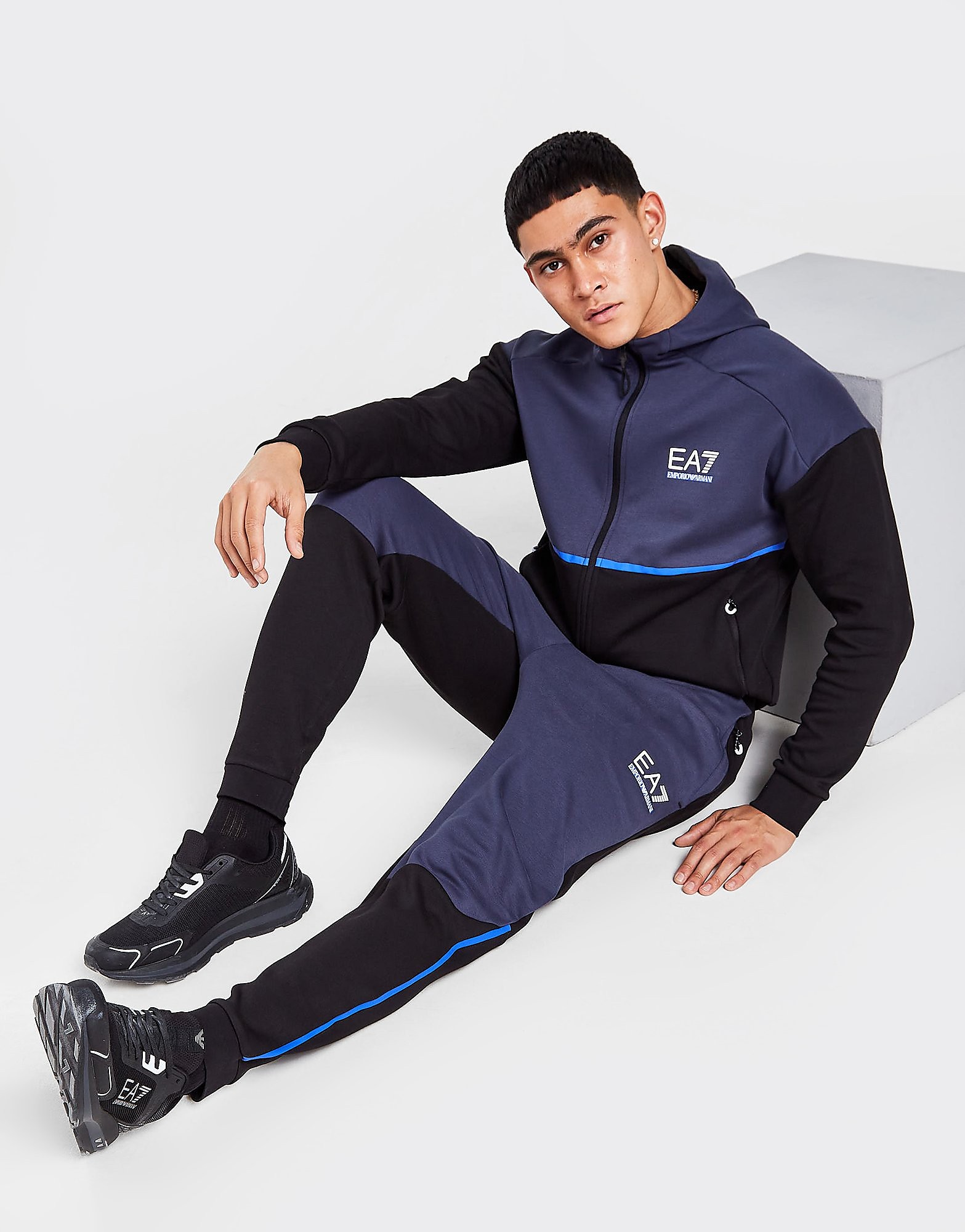 

Emporio Armani EA7 Natural VENTUS7 Colour Block Track Pants - Blue - Mens, Blue