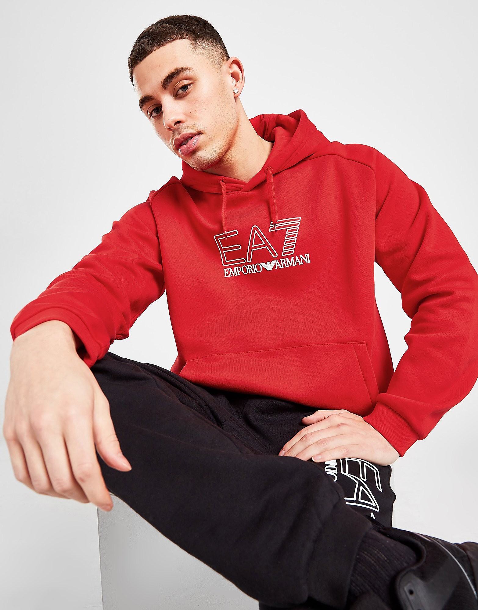 

Emporio Armani EA7 Visibility Logo Hoodie - Red - Mens, Red