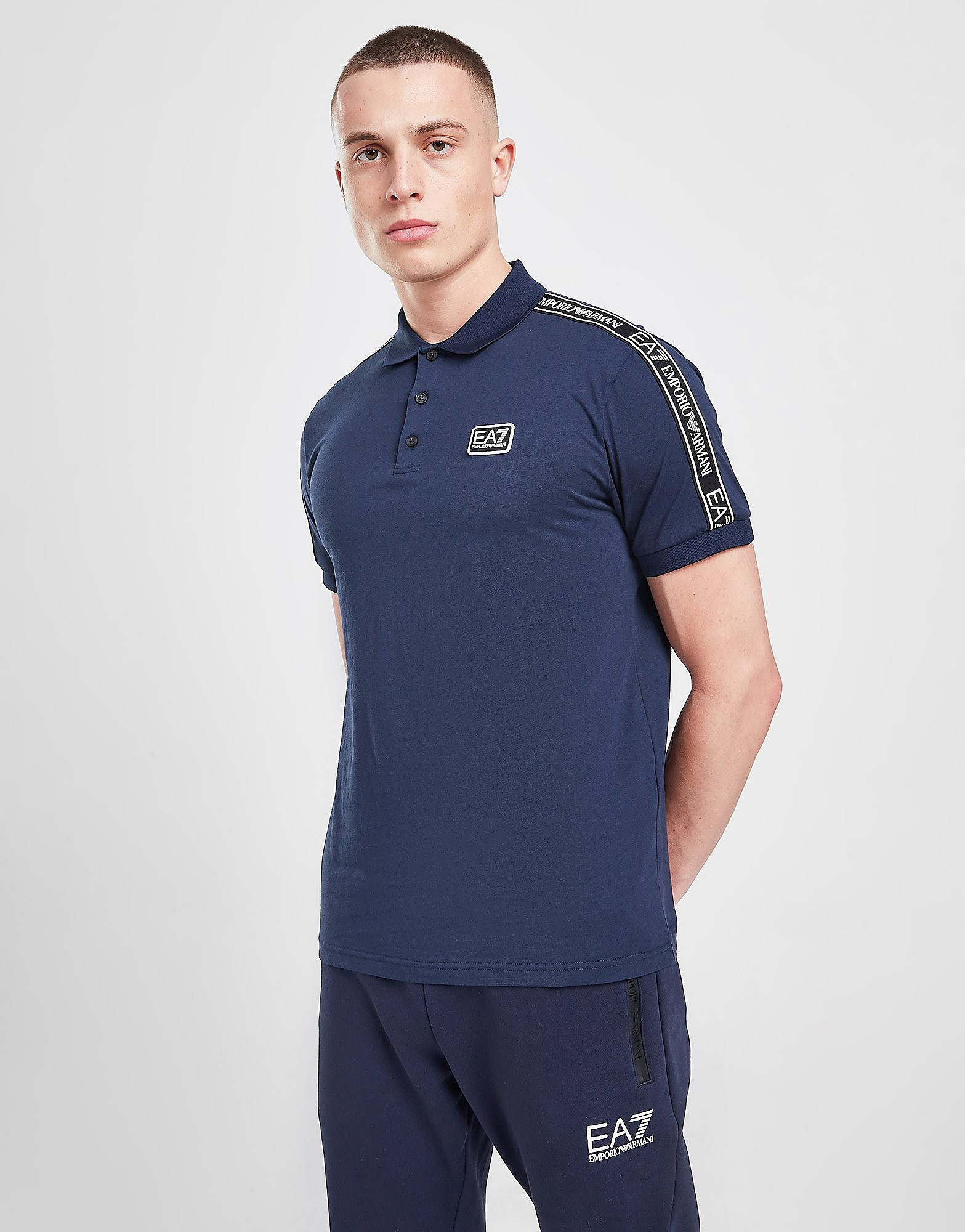 

Emporio Armani EA7 Logo Tape Polo Shirt - Blue - Mens, Blue