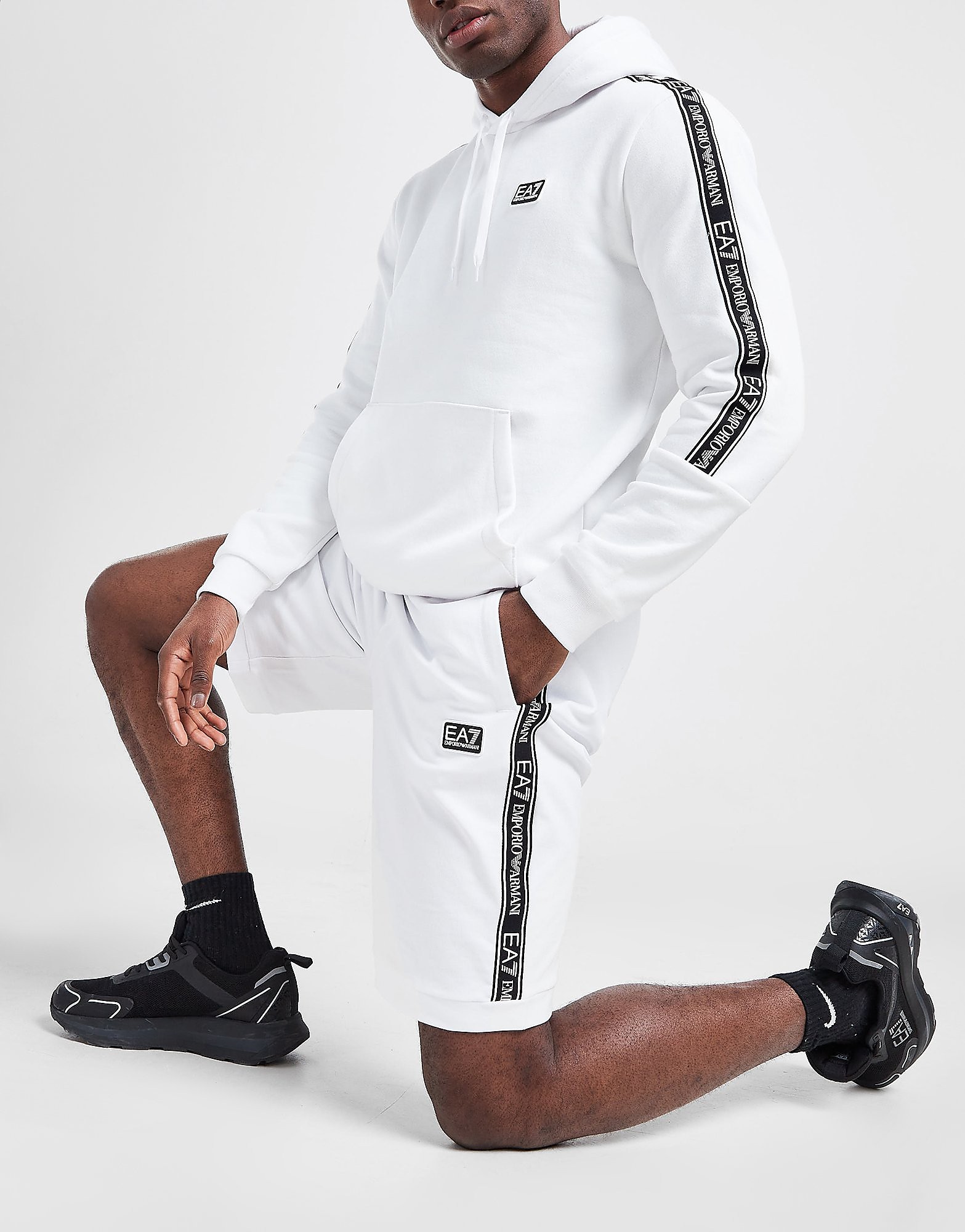

Emporio Armani EA7 Rubber Badge Tape Shorts - White - Mens, White