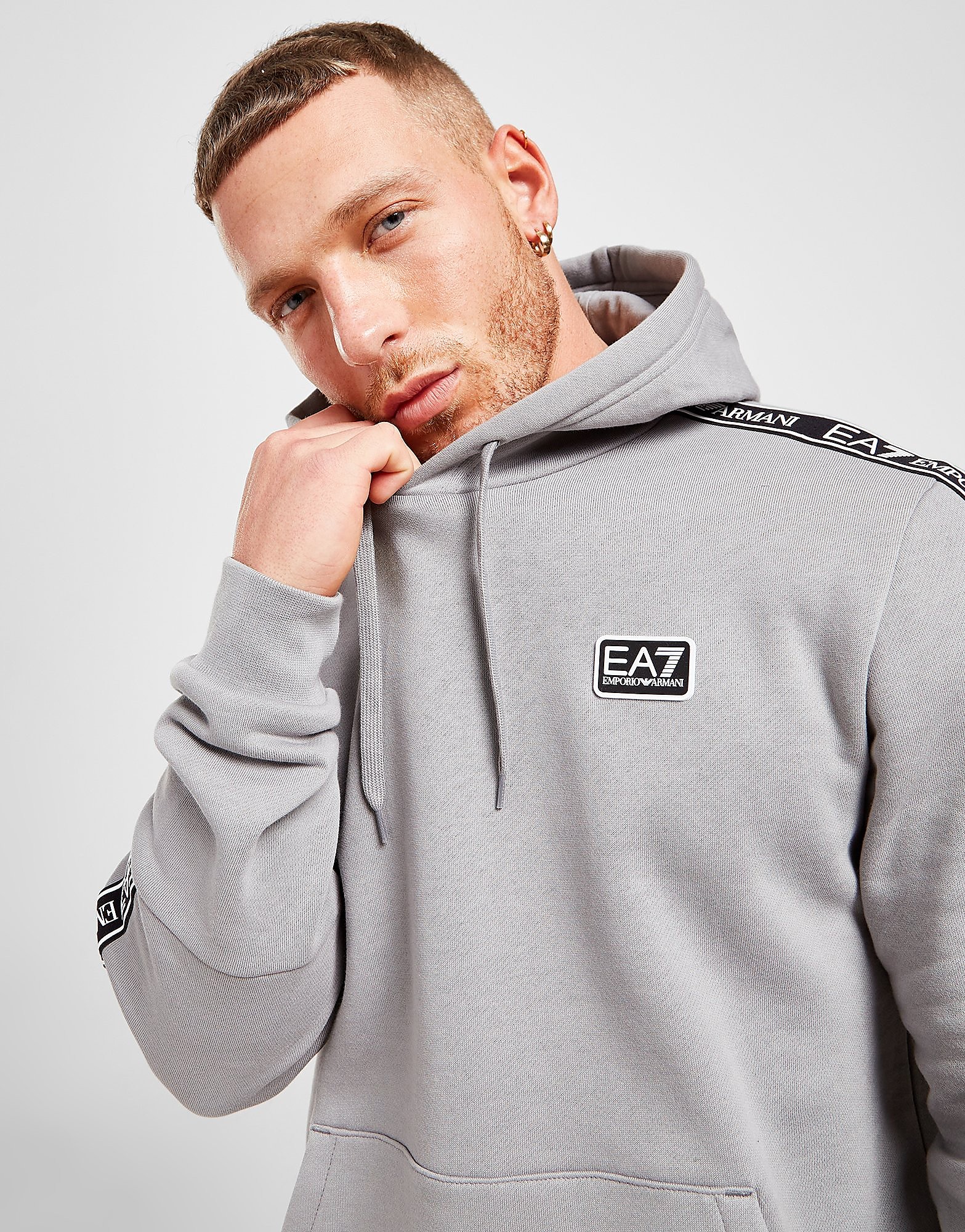 

Emporio Armani EA7 Logo Tape Hoodie - Grey - Mens, Grey