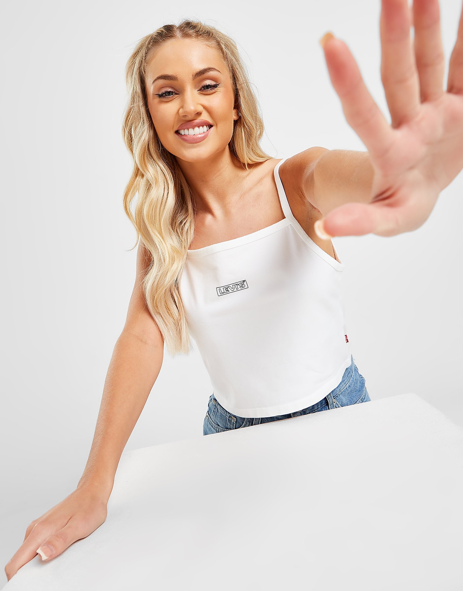 

Levis Box Strappy Tank Top - White - Womens, White