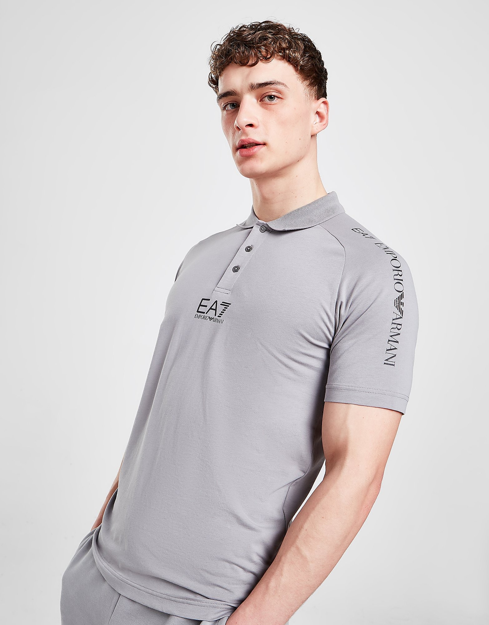 Emporio Armani EA7 Polo Sleeve Hit - Cinzento - Mens, Cinzento