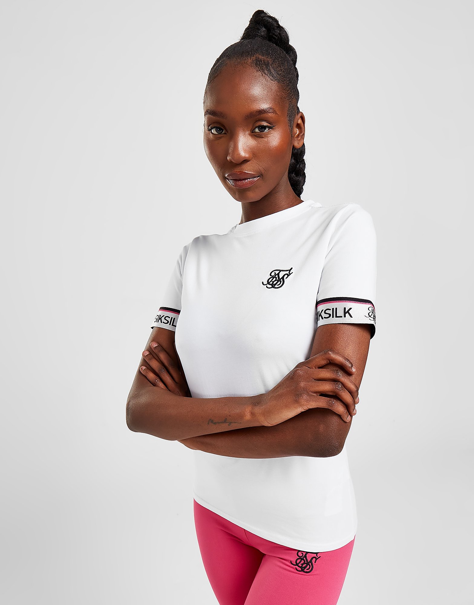 

SikSilk Tape Boyfriend T-Shirt - White - Womens, White