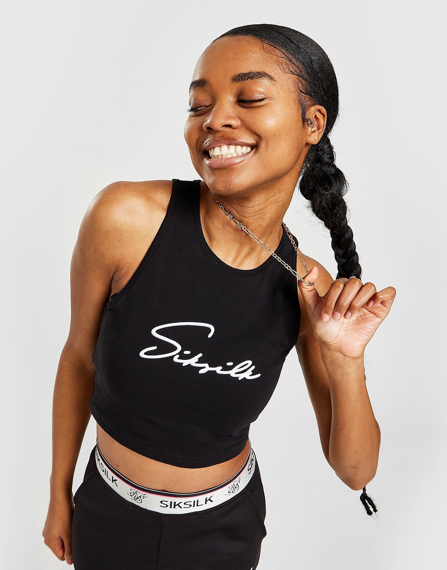 

SikSilk Signature Logo Crop Tank Top - Black - Womens, Black