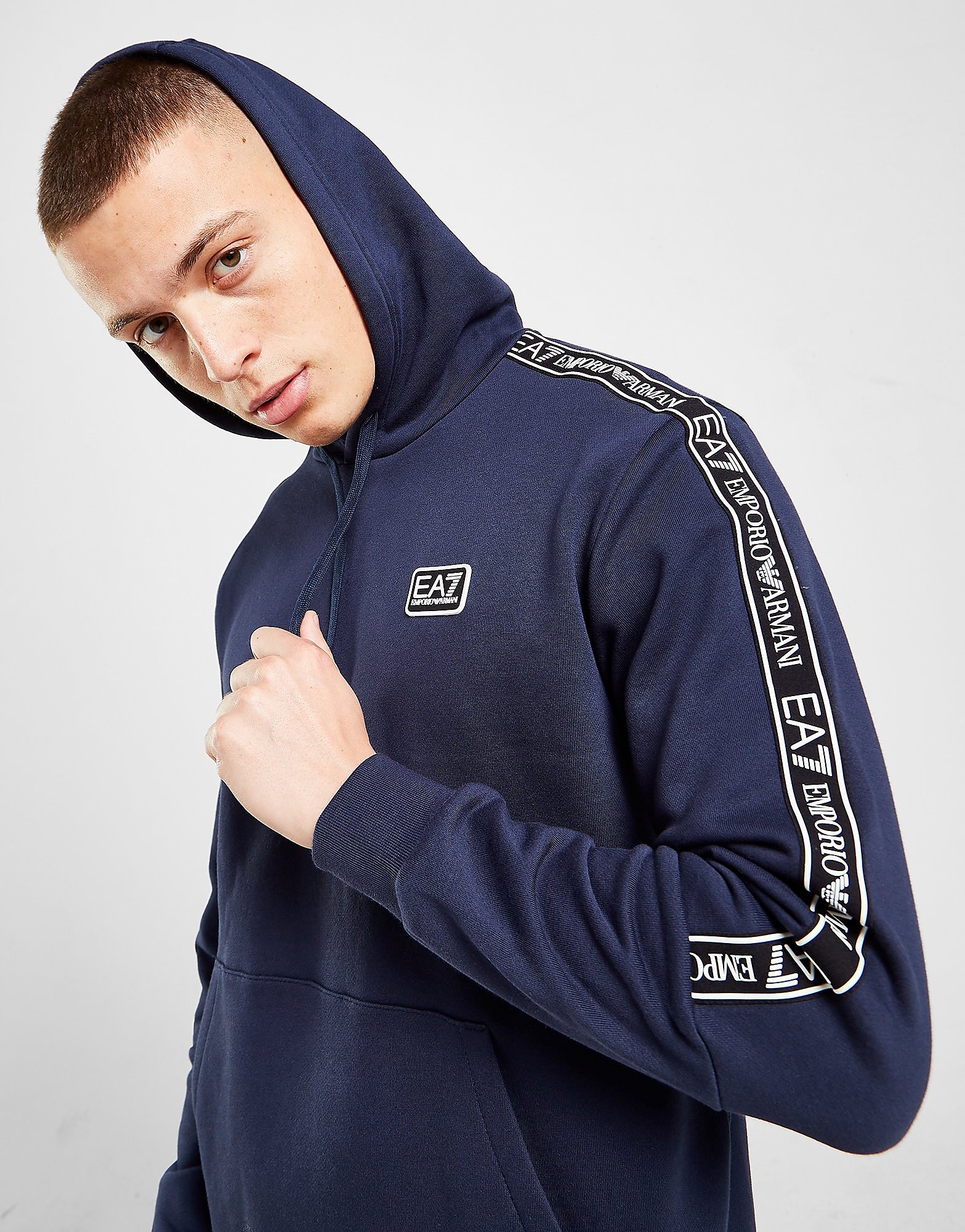 

Emporio Armani EA7 Logo Tape Hoodie - Navy - Mens, Navy