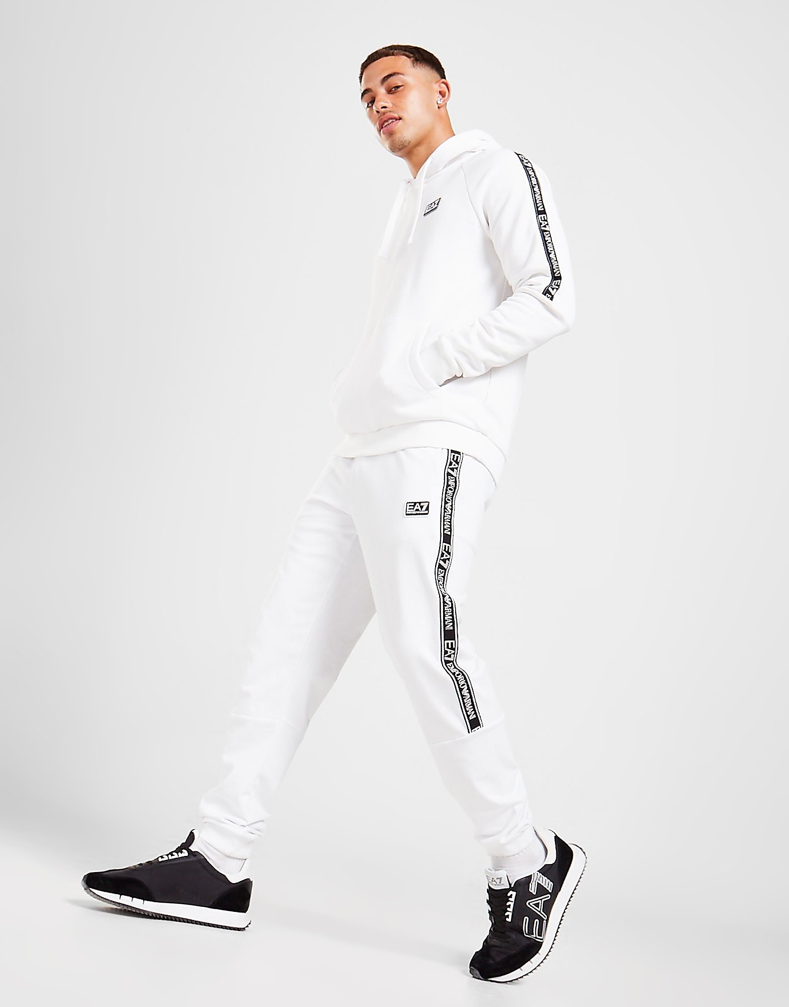 

Emporio Armani EA7 Rubber Badge Tape Joggers - White - Mens, White