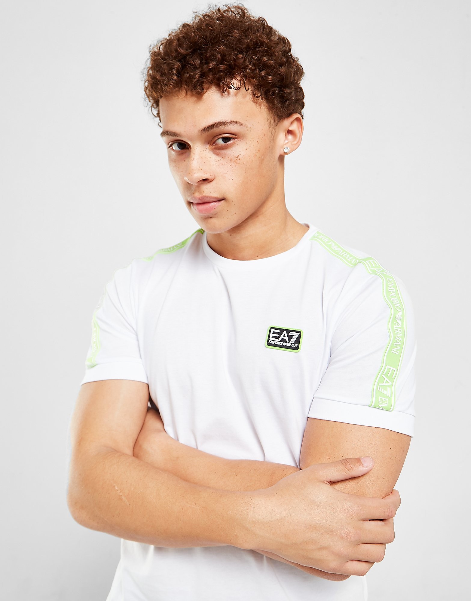 Emporio Armani EA7 Rubber Badge Tape T-Shirt - White - Mens, White