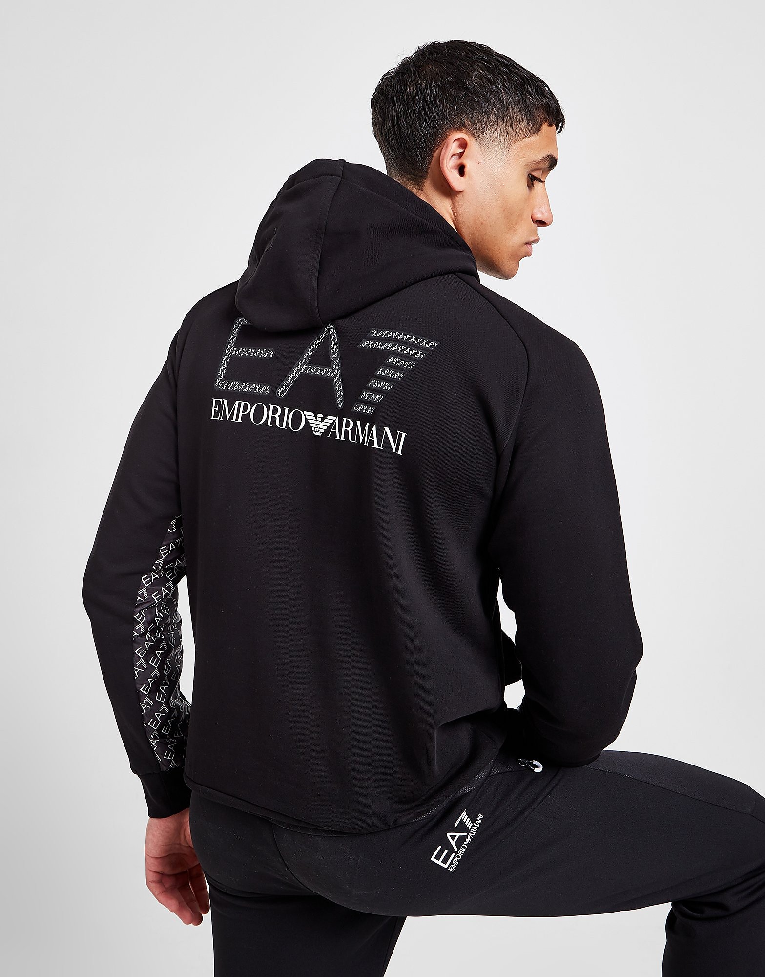 

Emporio Armani EA7 All Over Print 1/2 Zip Hoodie - Black - Mens, Black