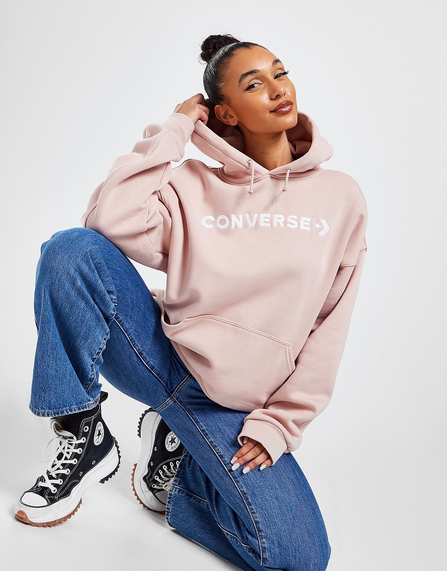 

Converse Embroidered Overhead Hoodie - Pink - Womens, Pink