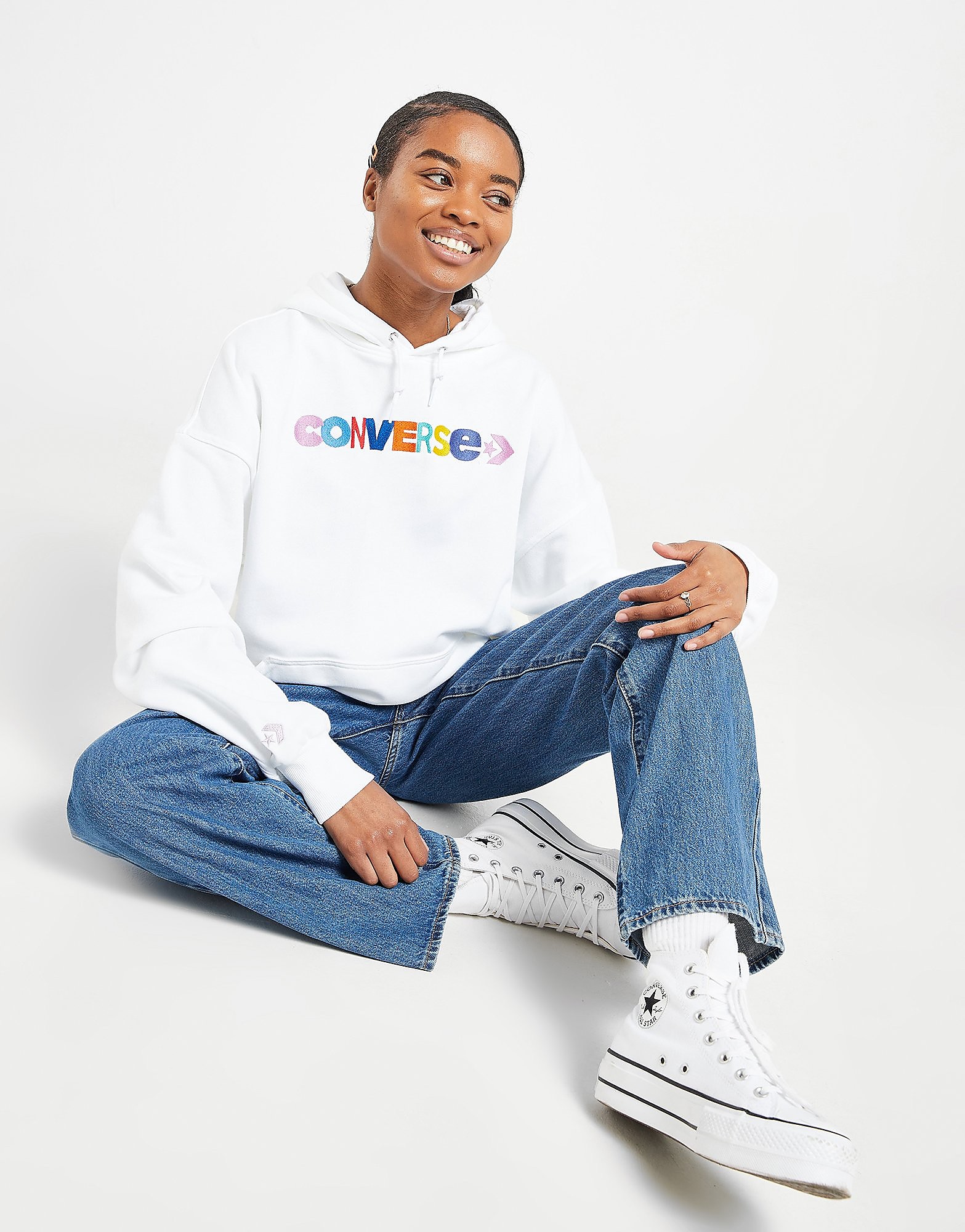 

Converse Multi Logo Hoodie - White - Womens, White