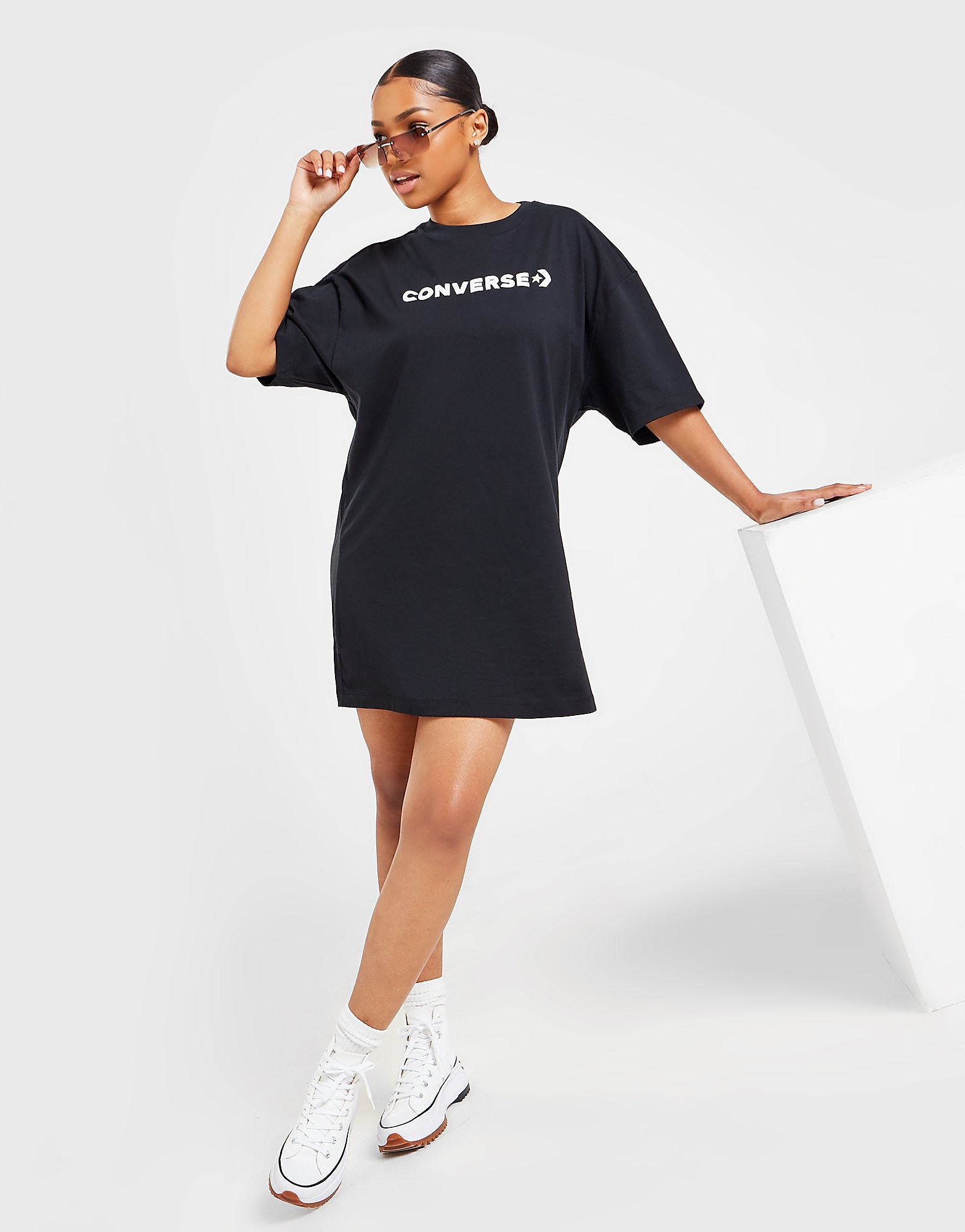 

Converse Emblem Boyfriend T-Shirt Dress - Black - Womens, Black