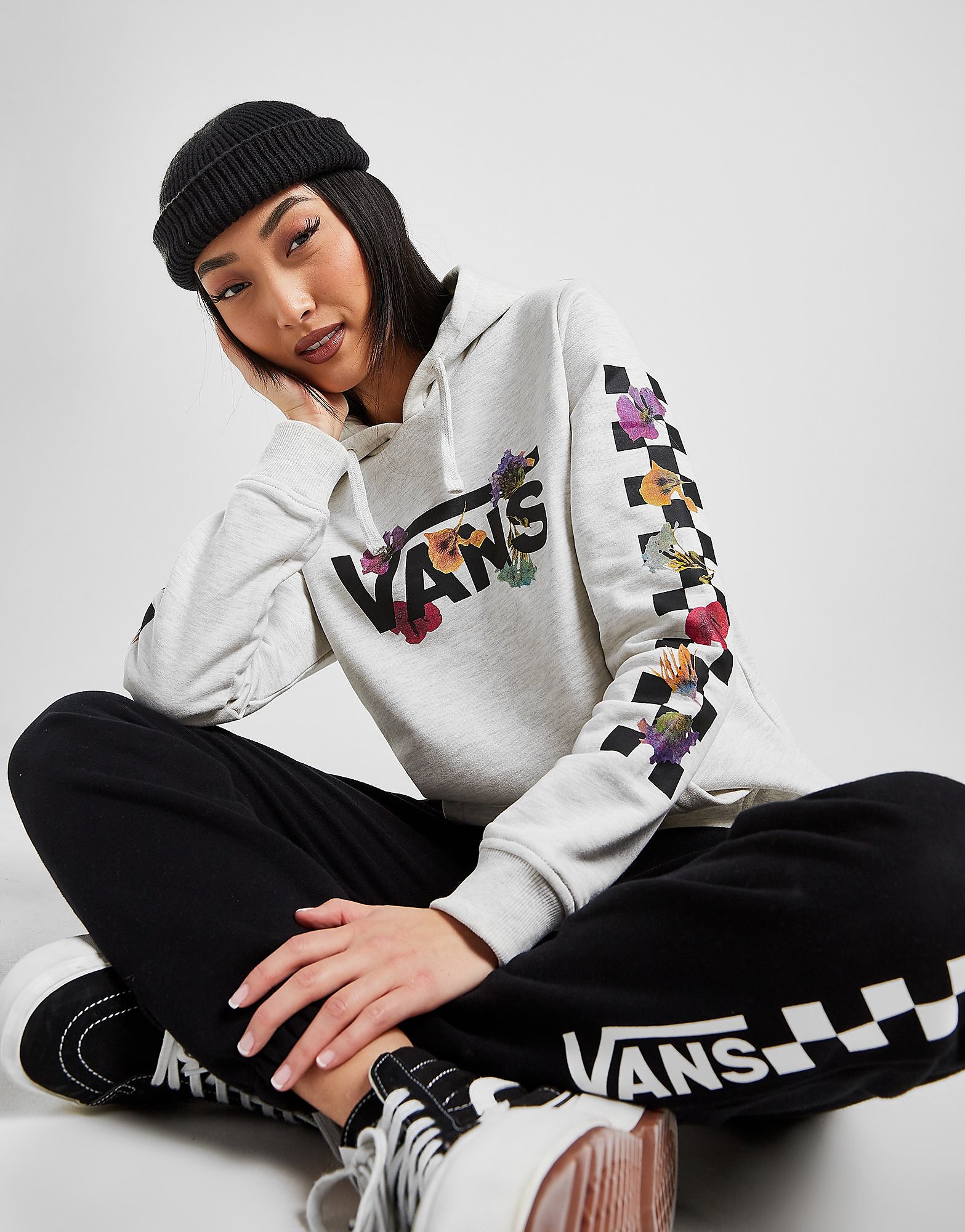 Vans Floral Infill Hoodie - Grey - Womens, Grey