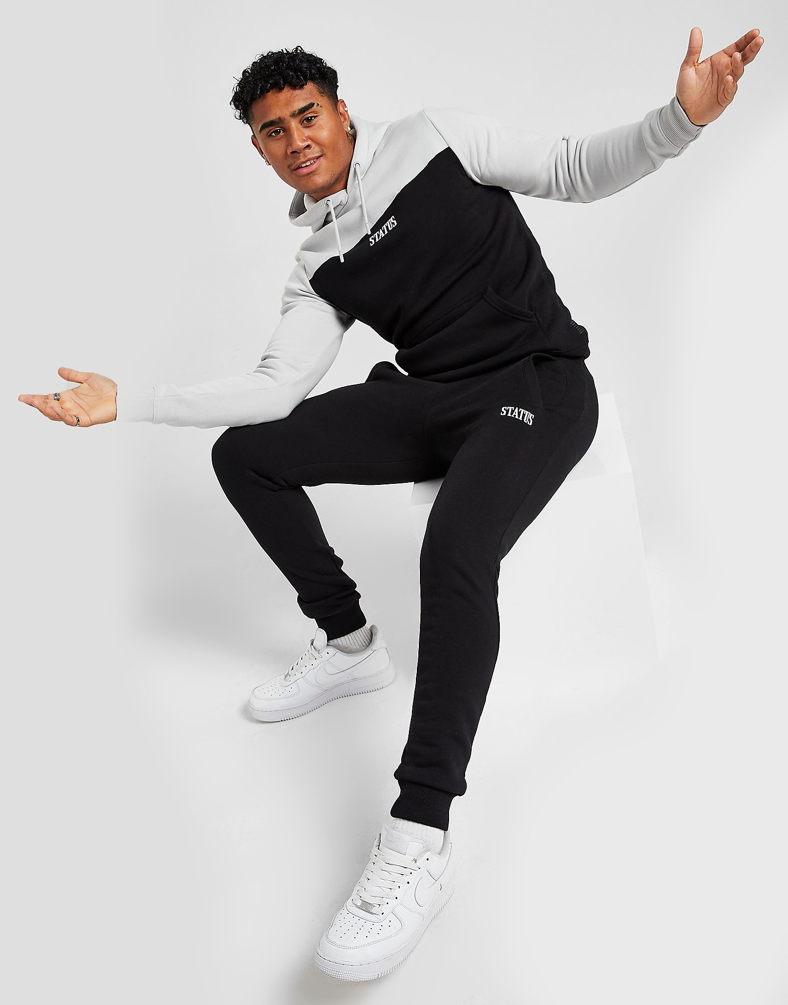 

Status Lark Overhead Fleece Tracksuit - Grey/Black - Mens, Grey/Black