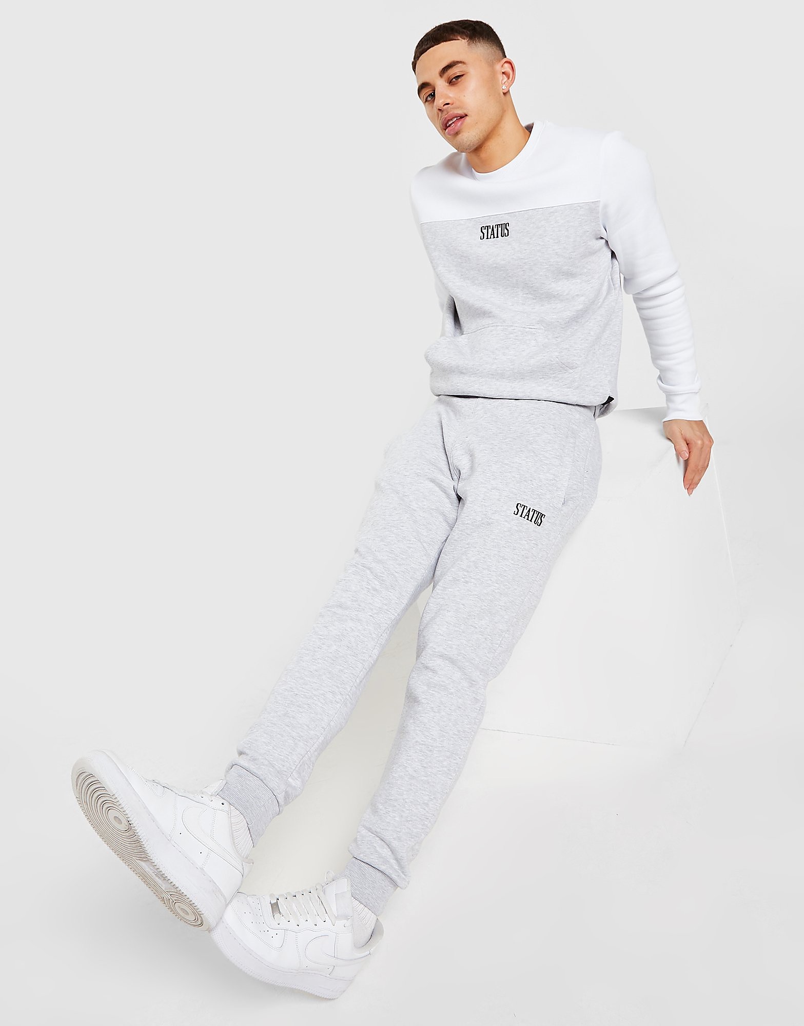 

Status Lark Crew Fleece Tracksuit - Grey - Mens, Grey