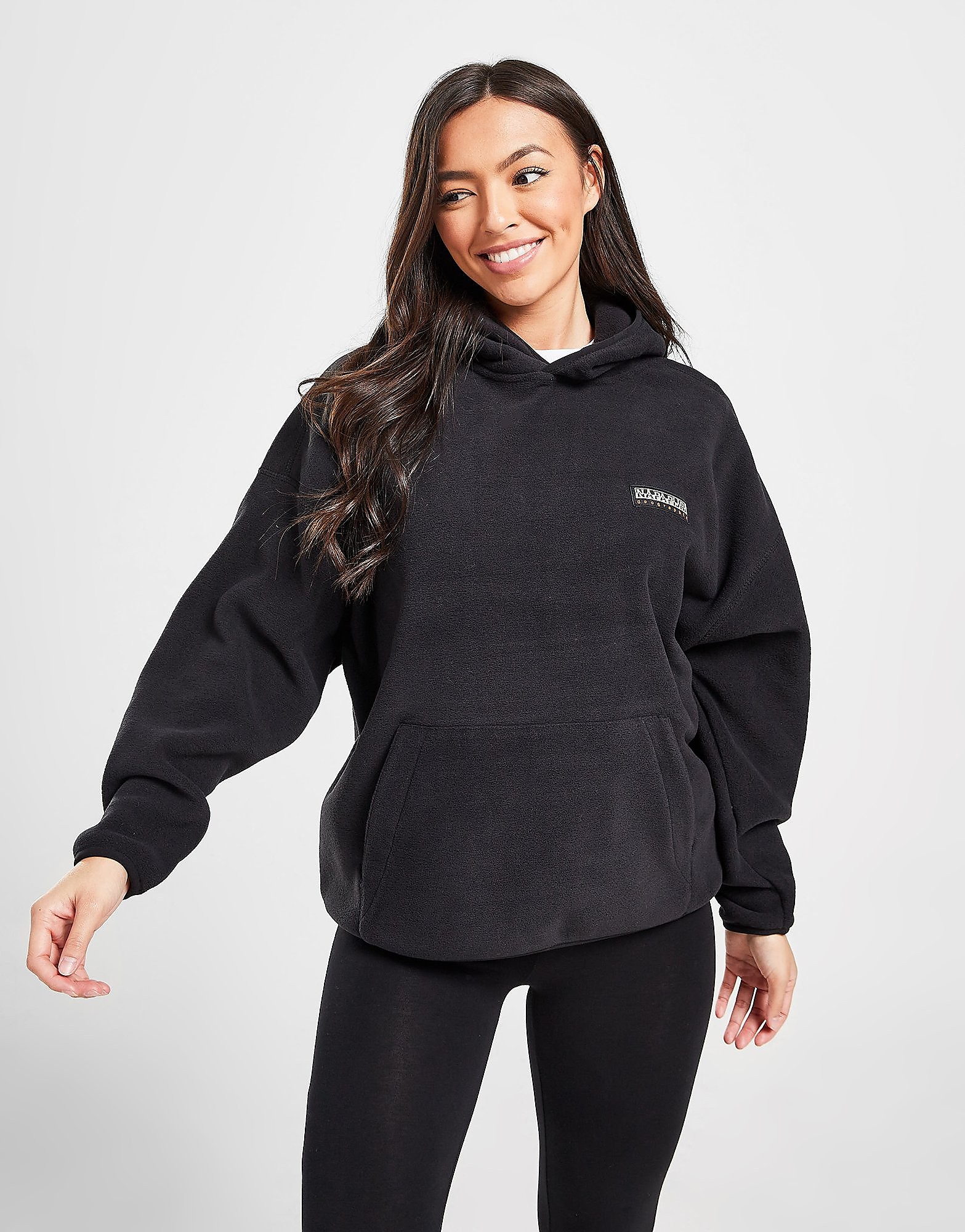Napapijri Badge Polar Hoodie - Black - Womens, Black