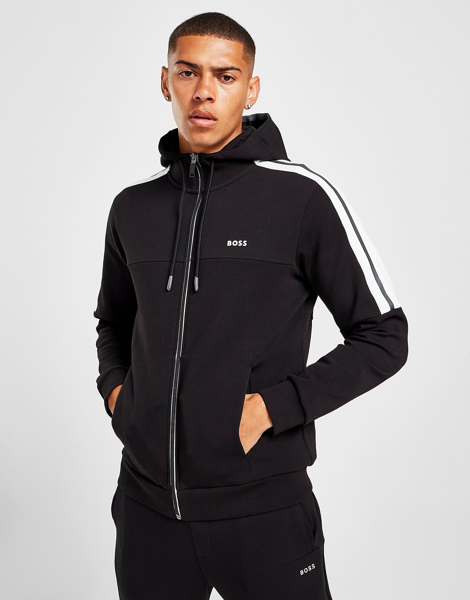 

BOSS Saggy Tape Hoodie - Black/White - Mens, Black/White