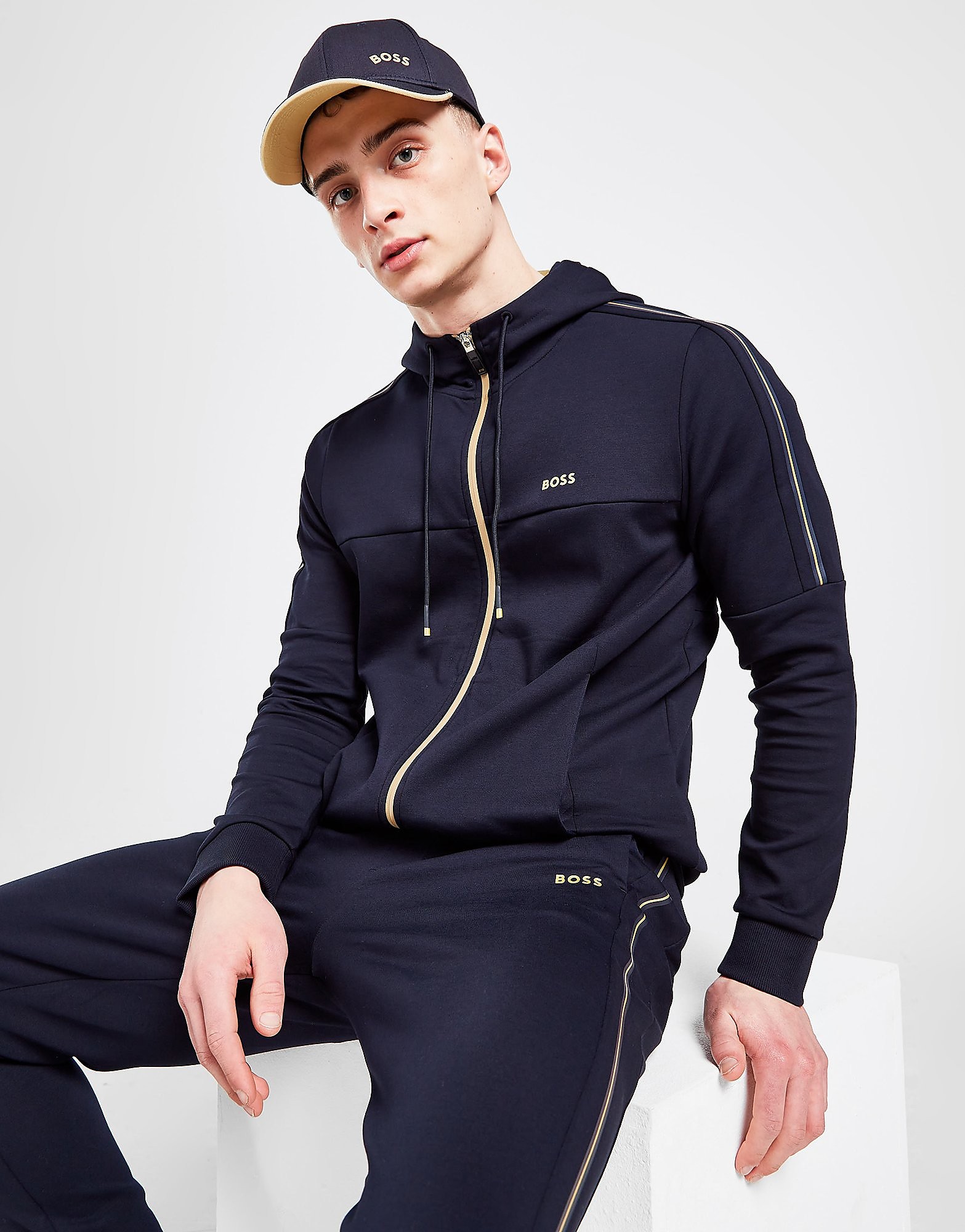 

BOSS Saggy Tape Hoodie - Navy/Gold - Mens, Navy/Gold