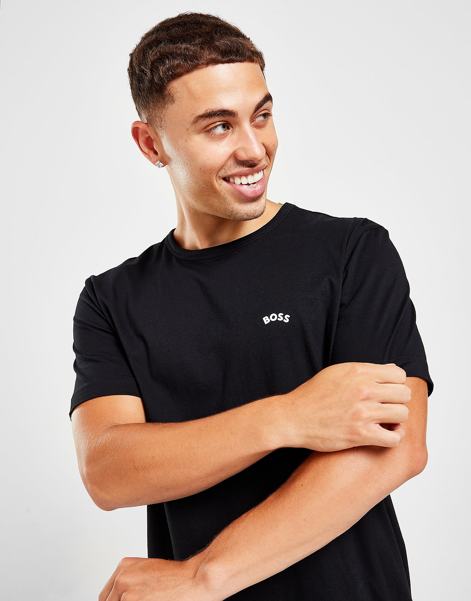 

BOSS Core Curved Logo T-Shirt - Black - Mens, Black