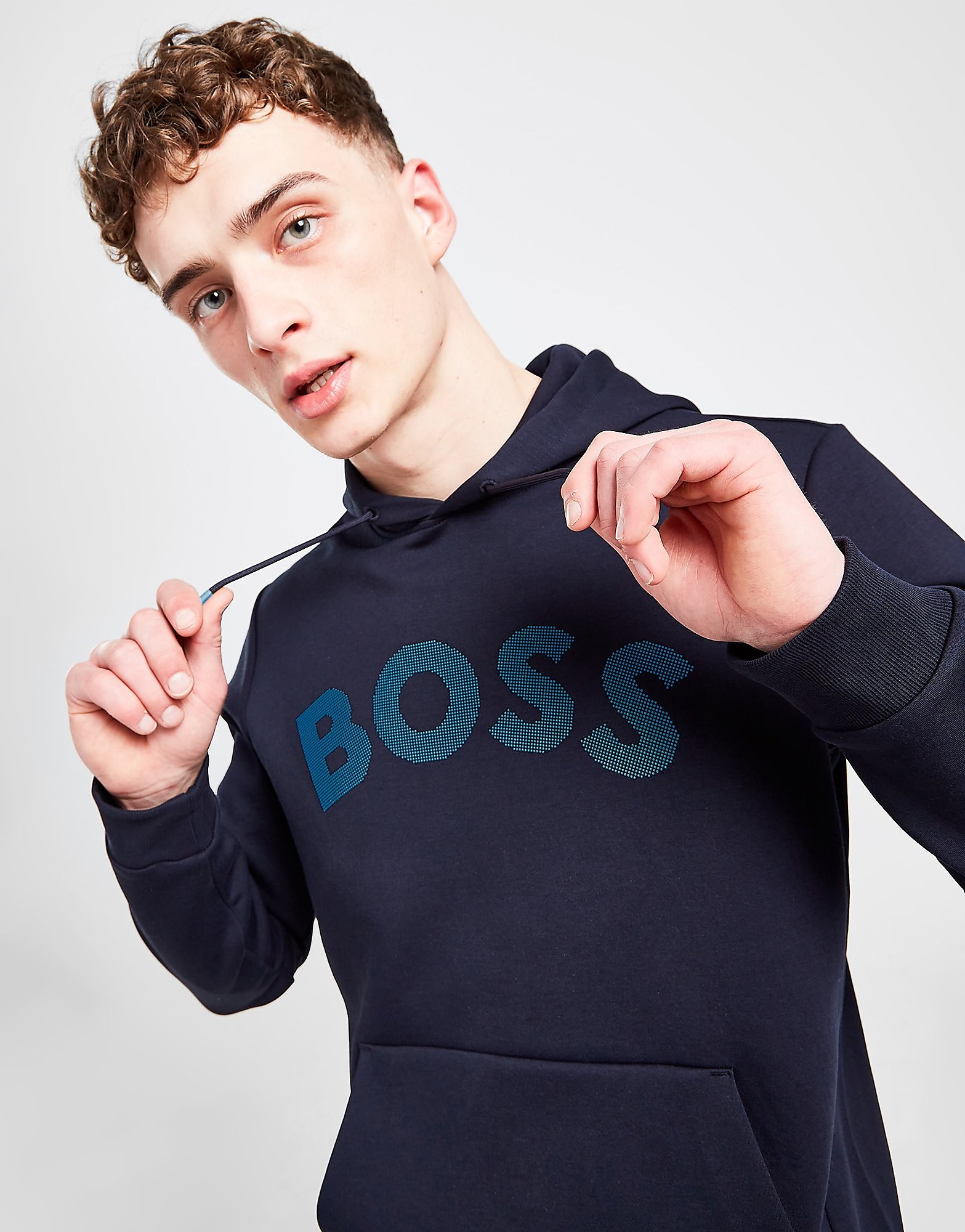 

BOSS Soody Large Logo Pixel Hoodie - Blue - Mens, Blue