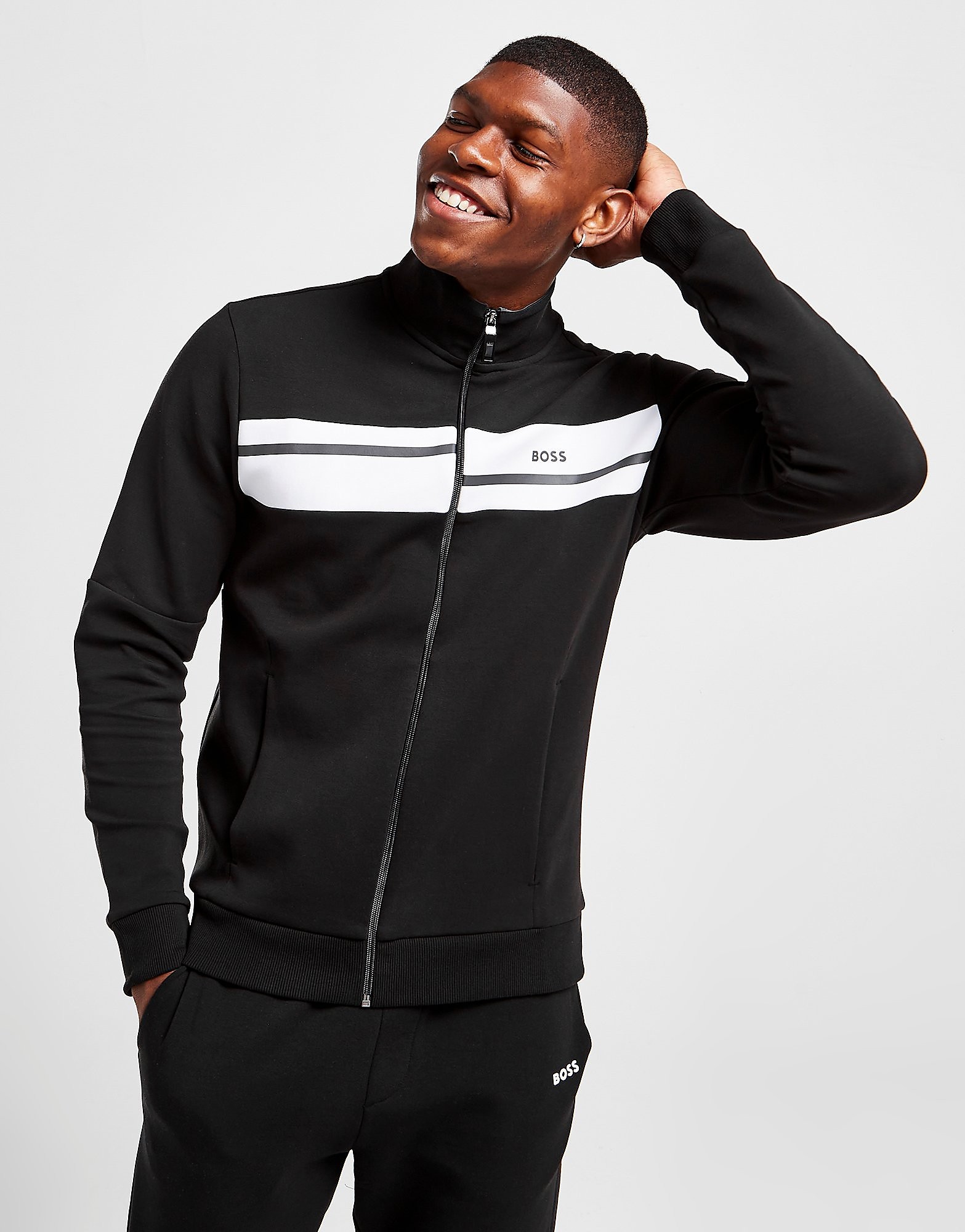 

BOSS Skaz Colour Block Track Top - Black - Mens, Black