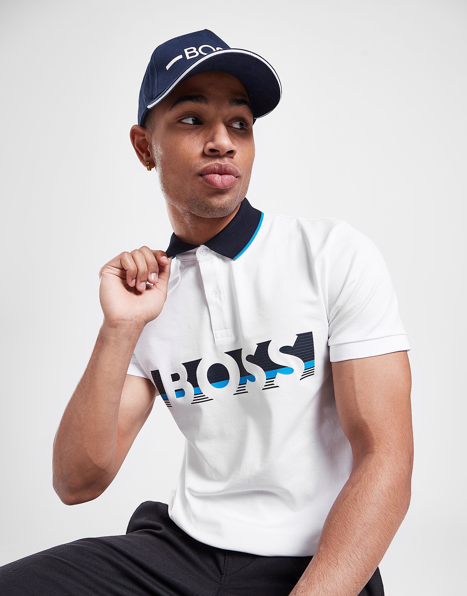 

BOSS Pavel Large Logo Polo Shirt - White - Mens, White