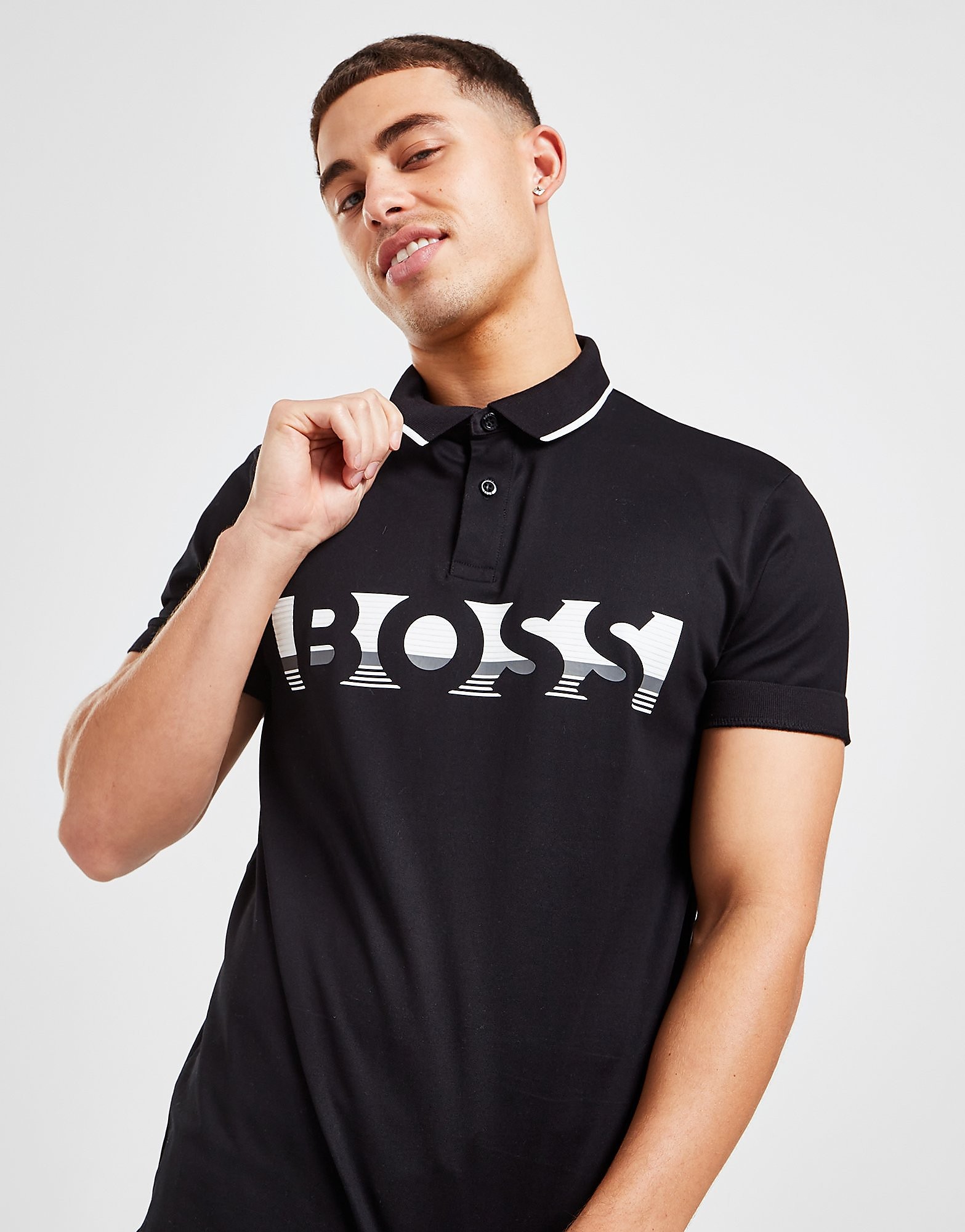 

BOSS Pavel Large Logo Polo Shirt - Black - Mens, Black
