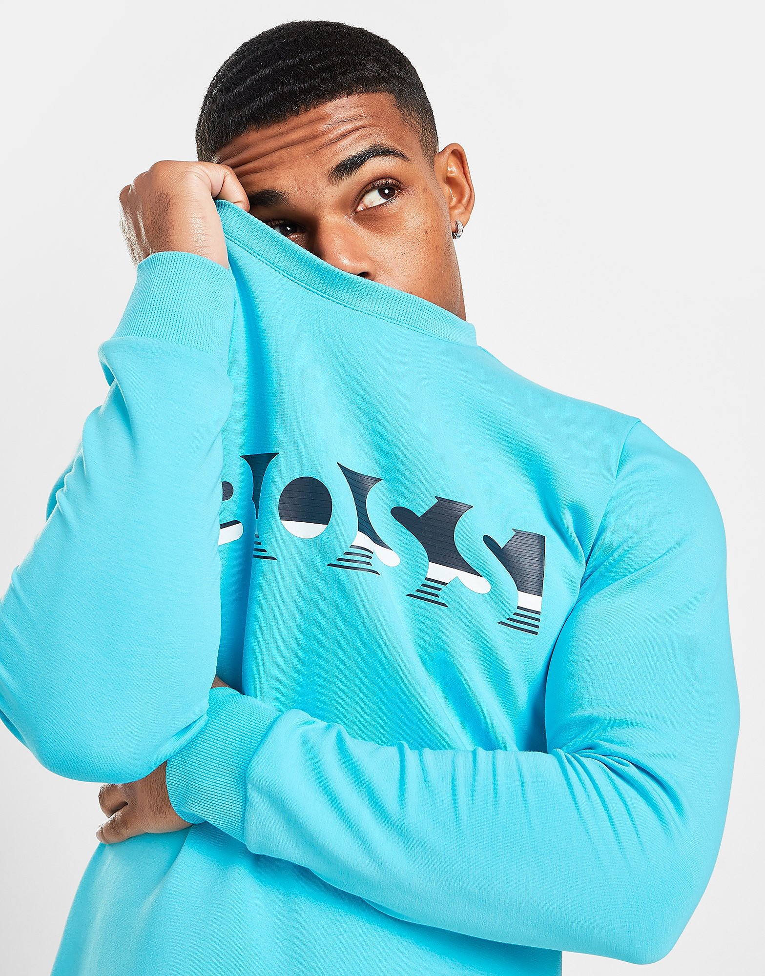 

BOSS Salbo Large Logo Crew Sweatshirt - Blue - Mens, Blue