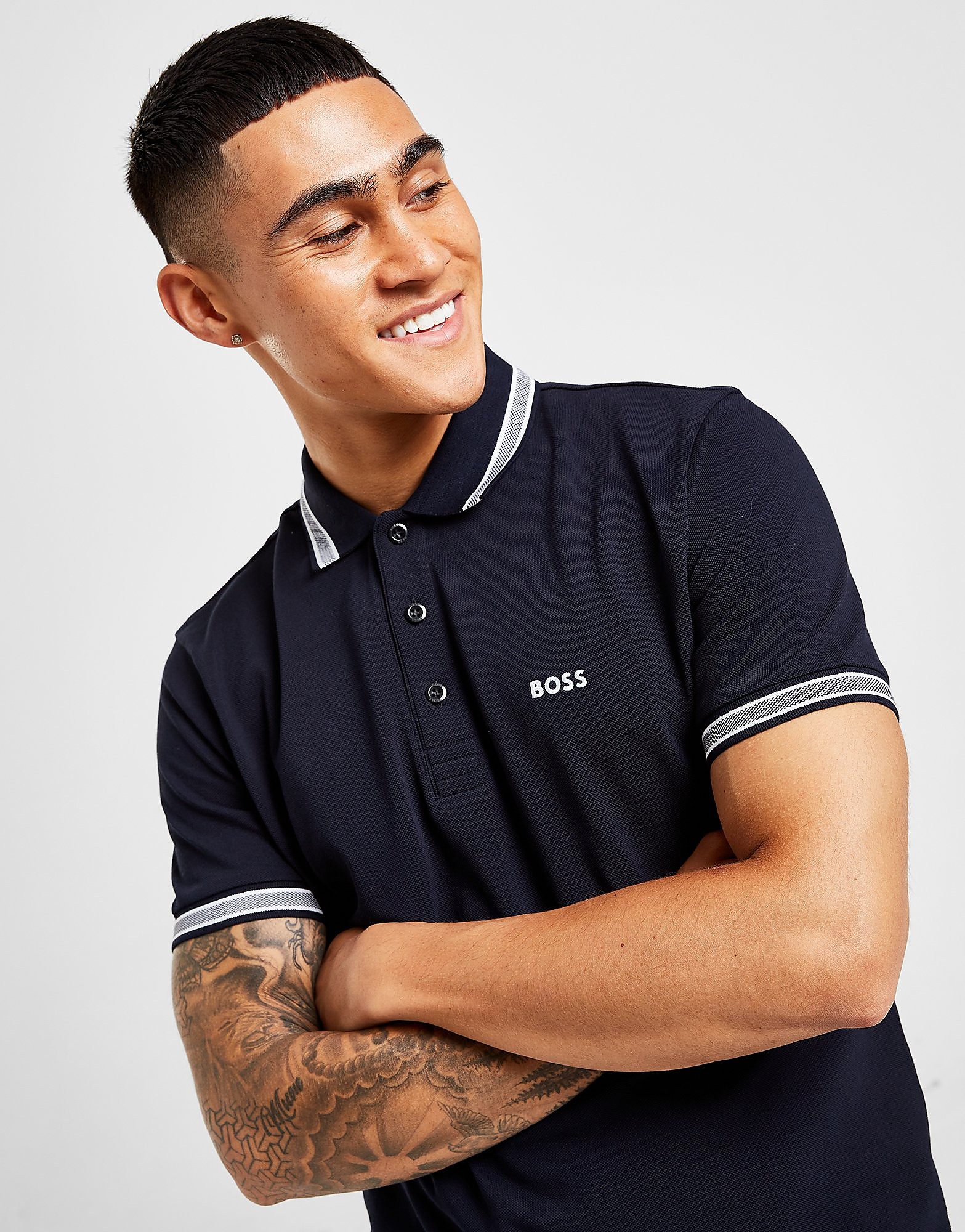 BOSS Paddy Polo Shirt - Navy/White - Mens, Navy/White