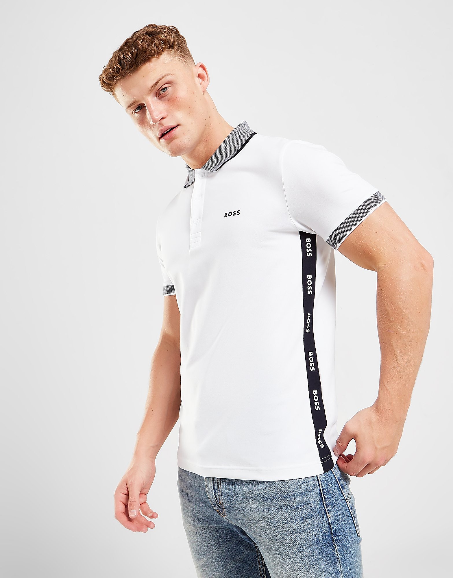

BOSS Paule Tape Polo Shirt - White - Mens, White