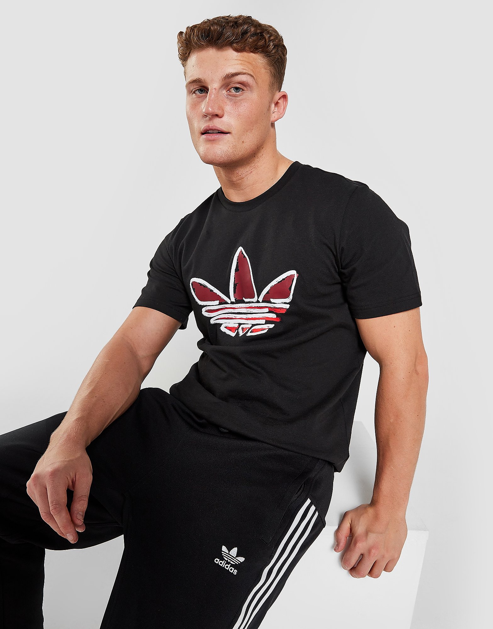 

adidas Originals Drawn Trefoil T-Shirt - Only at JD - Black - Mens, Black