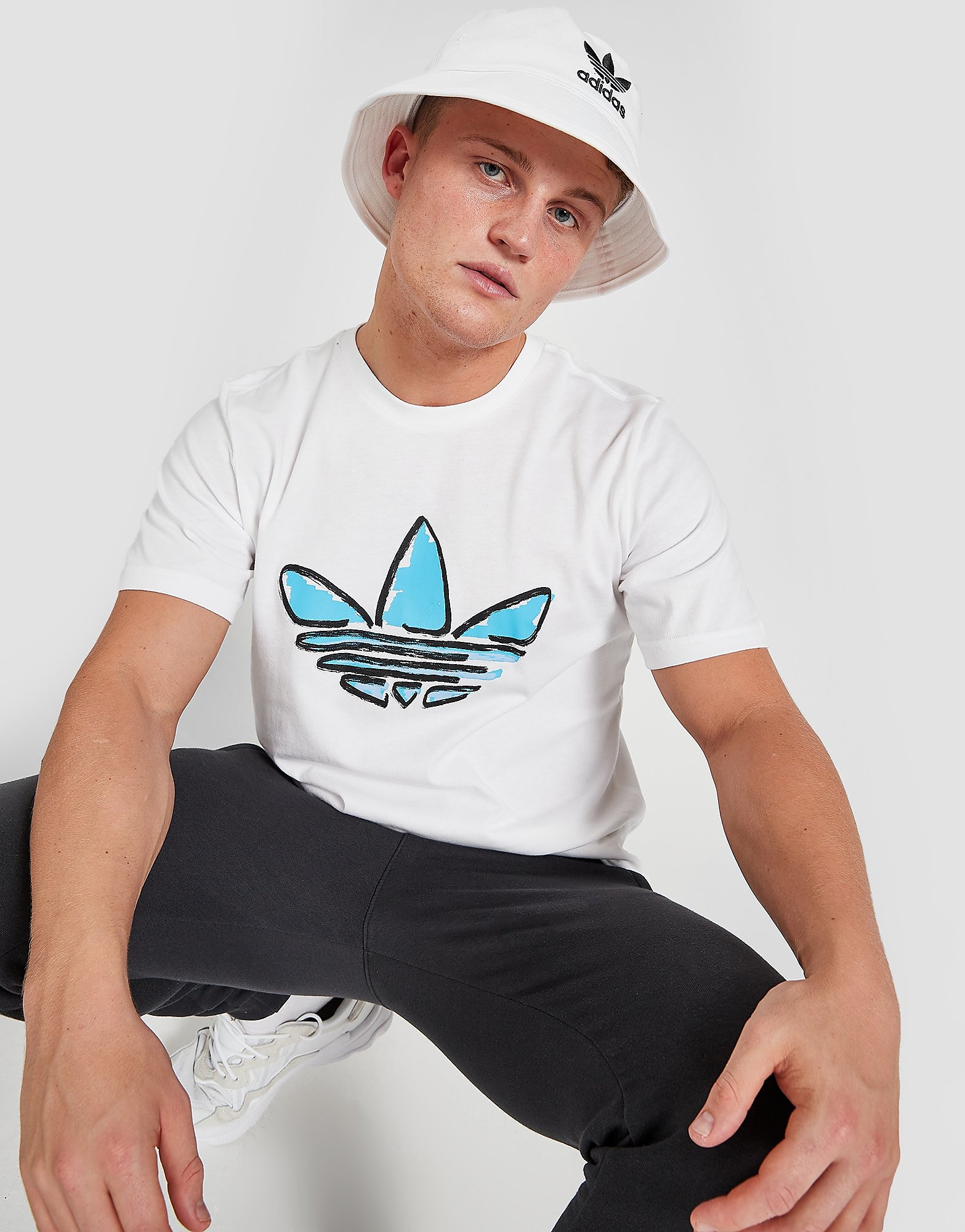 

adidas Originals Drawn Trefoil T-Shirt - Only at JD - White - Mens, White