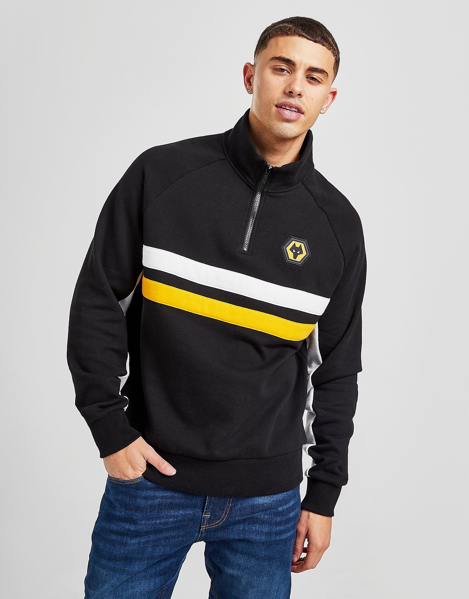 

Official Team Wolverhampton Wanderers FC Essential 1/4 Zip Top - Black/S - Mens, Black/S