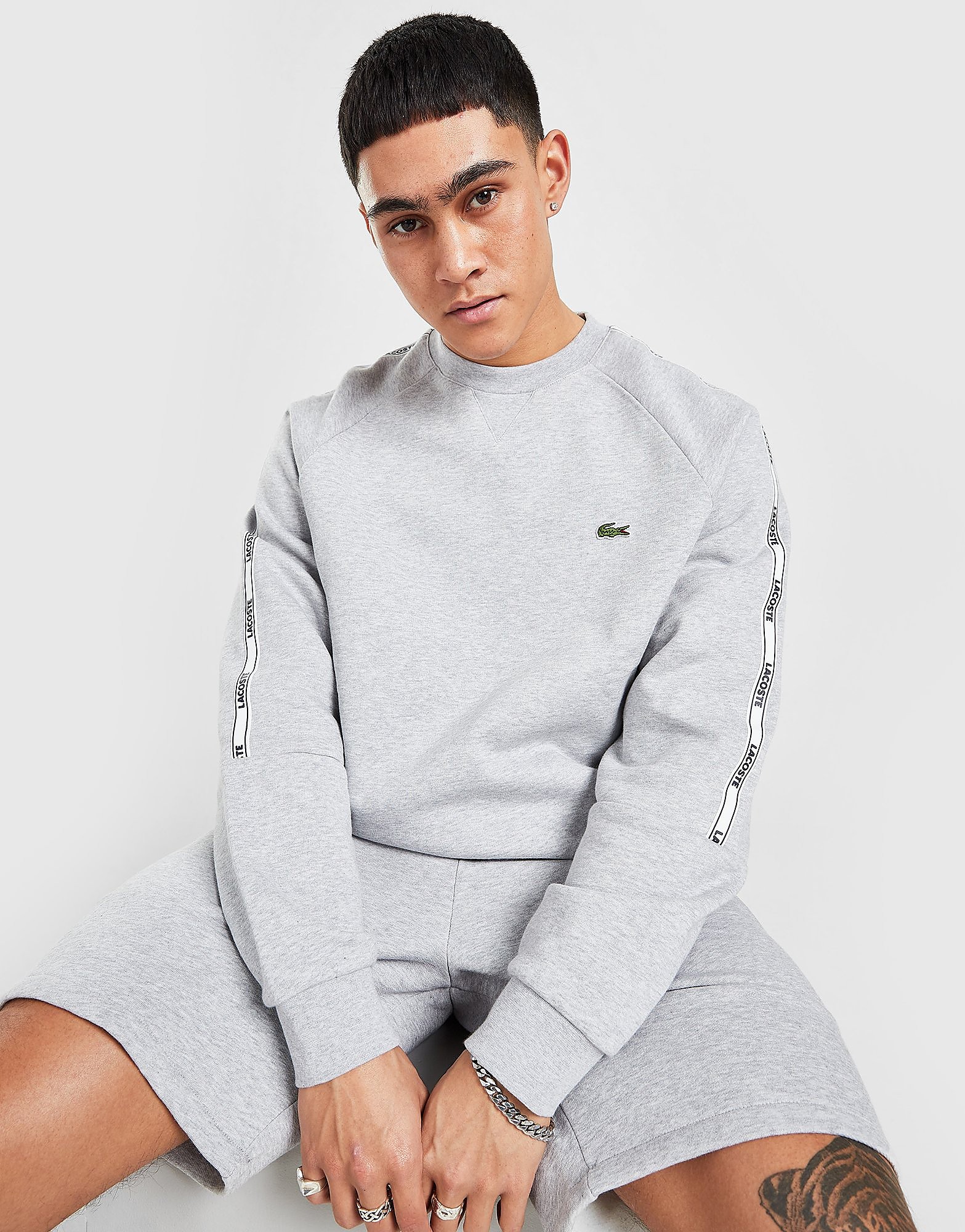 

Lacoste Tape Logo Crew Sweatshirt - Grey - Mens, Grey