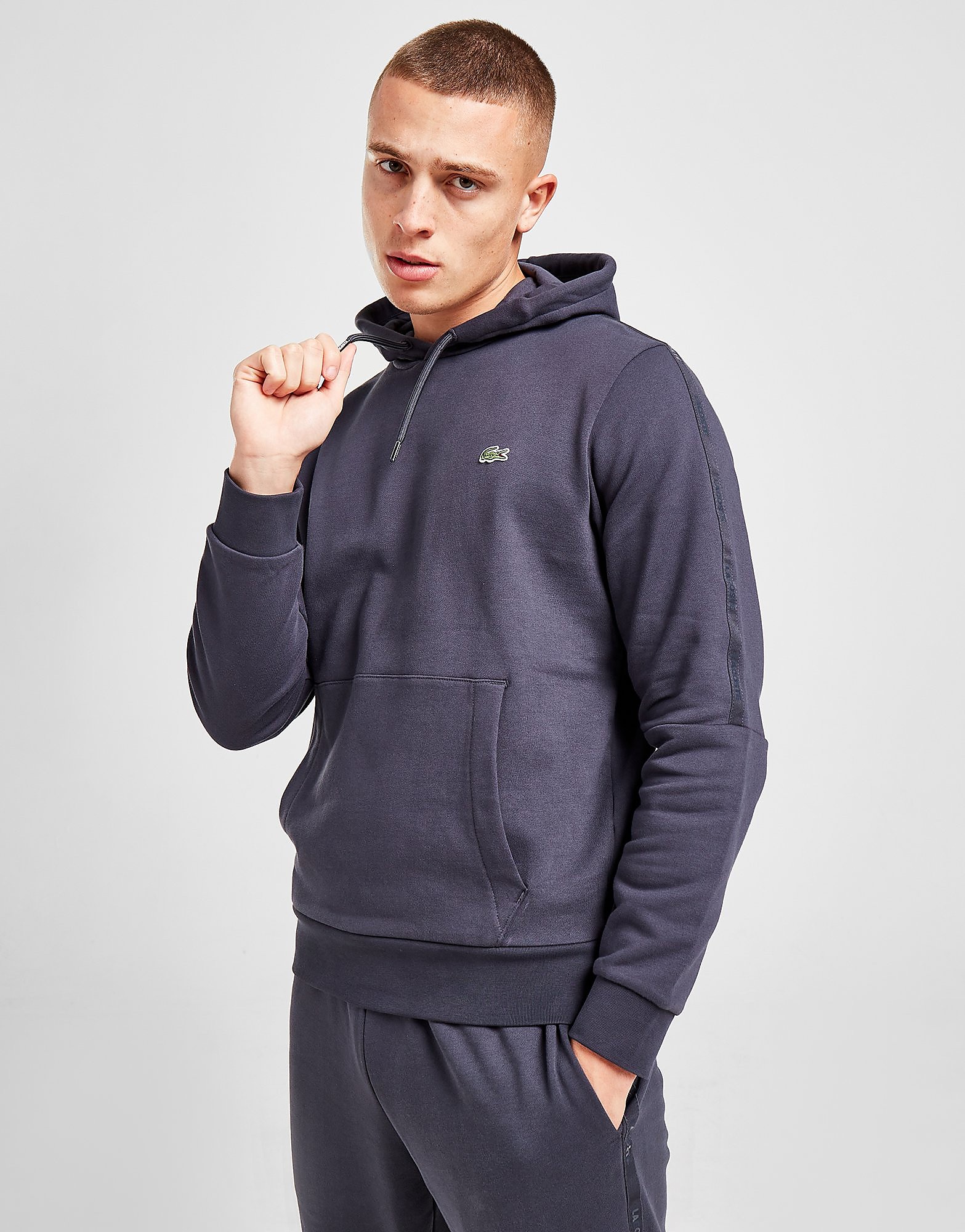 Lacoste Tonal Tape Overhead Hoodie - Only at JD - Grey - Mens, Grey