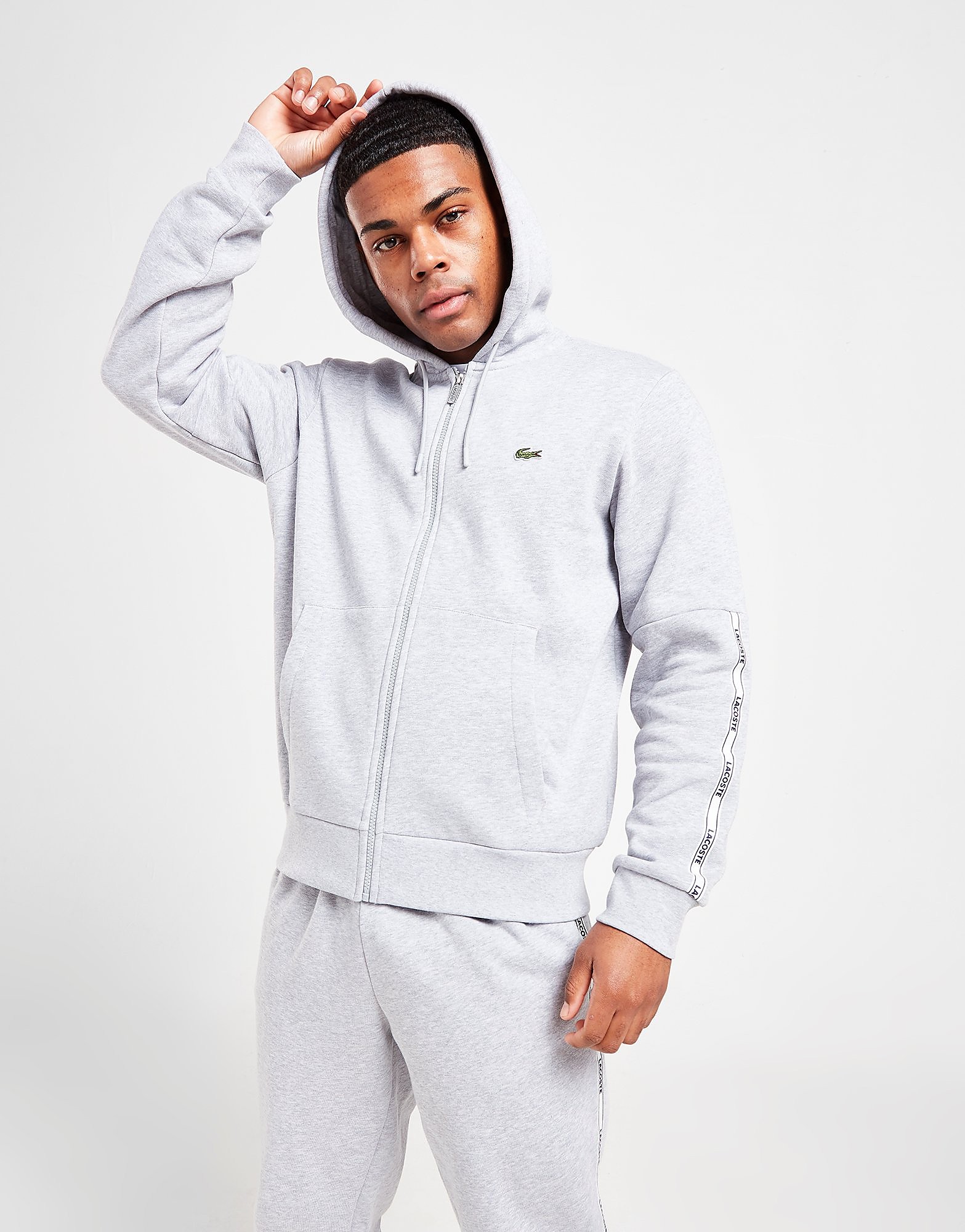 

Lacoste Tape Full Zip Hoodie - Grey - Mens, Grey