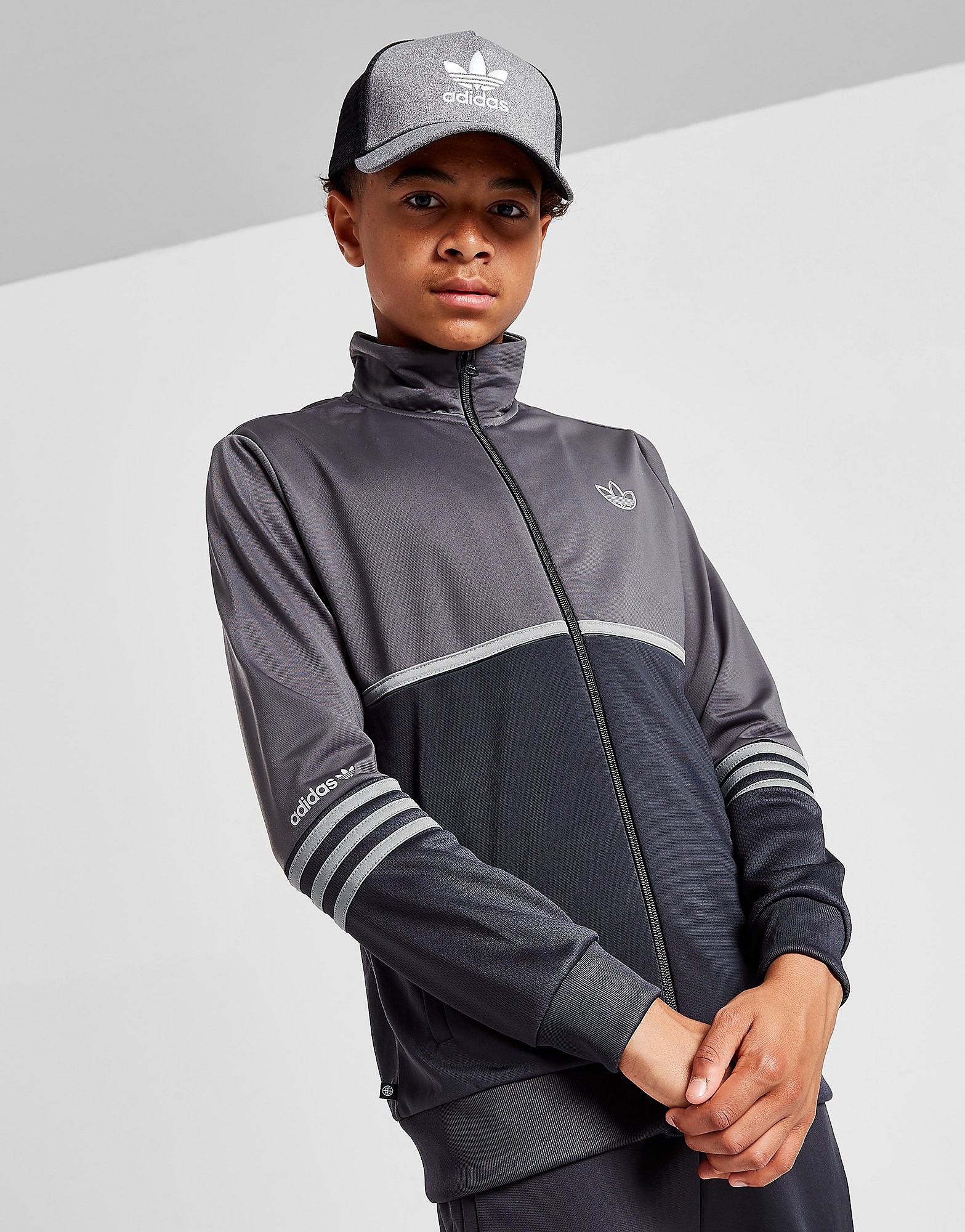 

adidas Originals Colour Block Track Top Junior - Grey Five - Kids, Grey Five