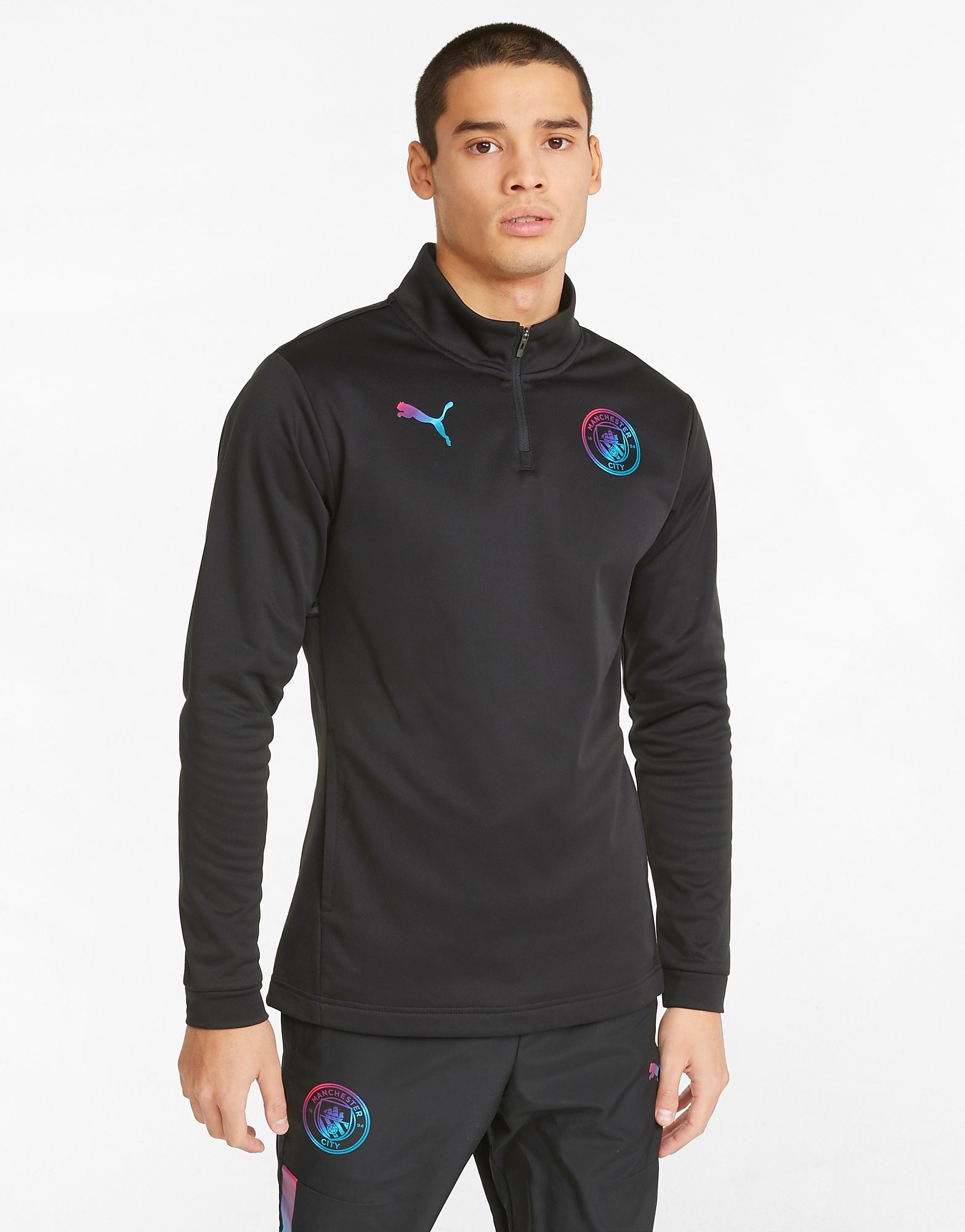 

Puma Manchester City FC Pre-Match 1/4 Zip Top - Black - Mens, Black