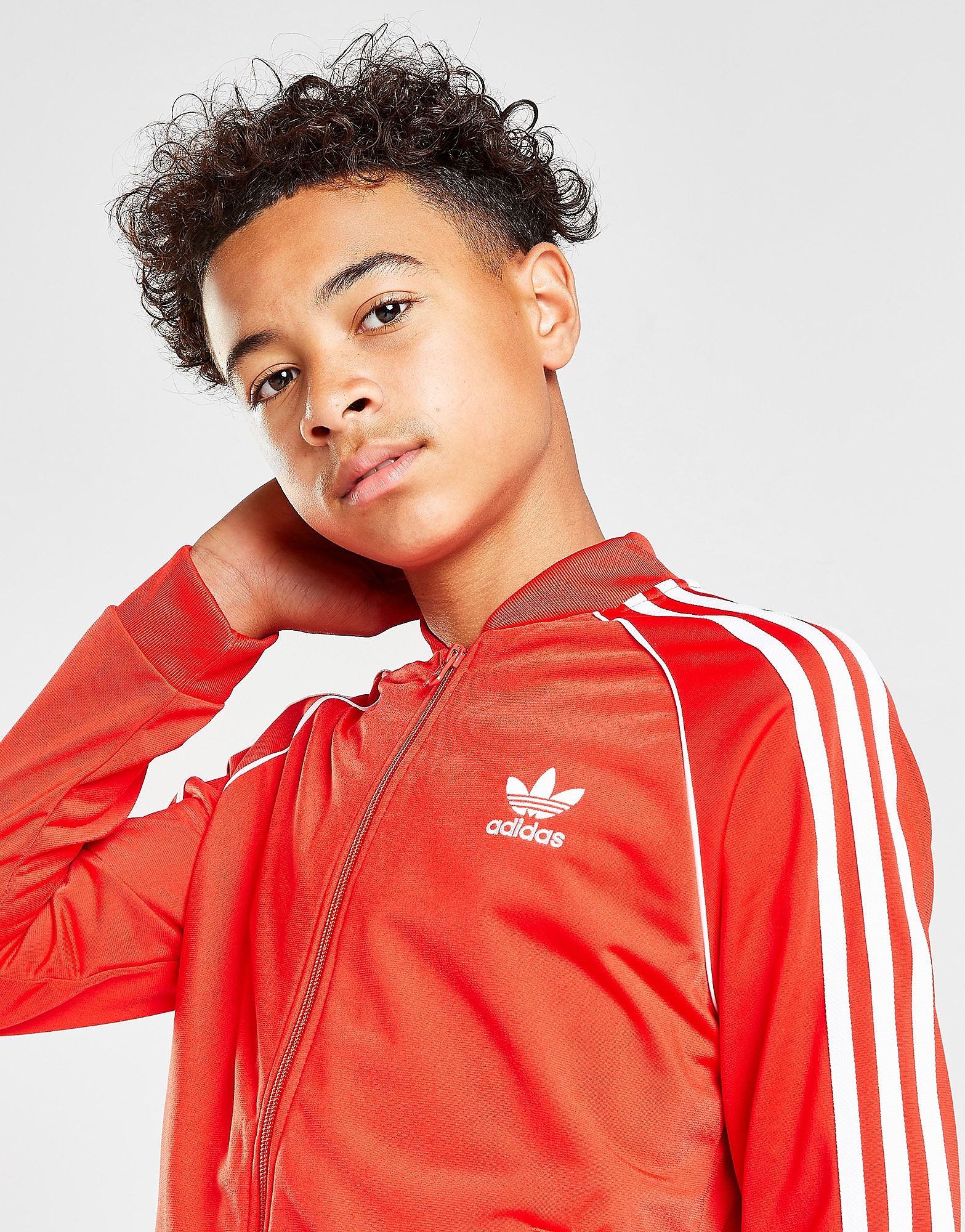 

adidas Originals SST Track Top Junior - Vivid Red / White - Kids, Vivid Red / White