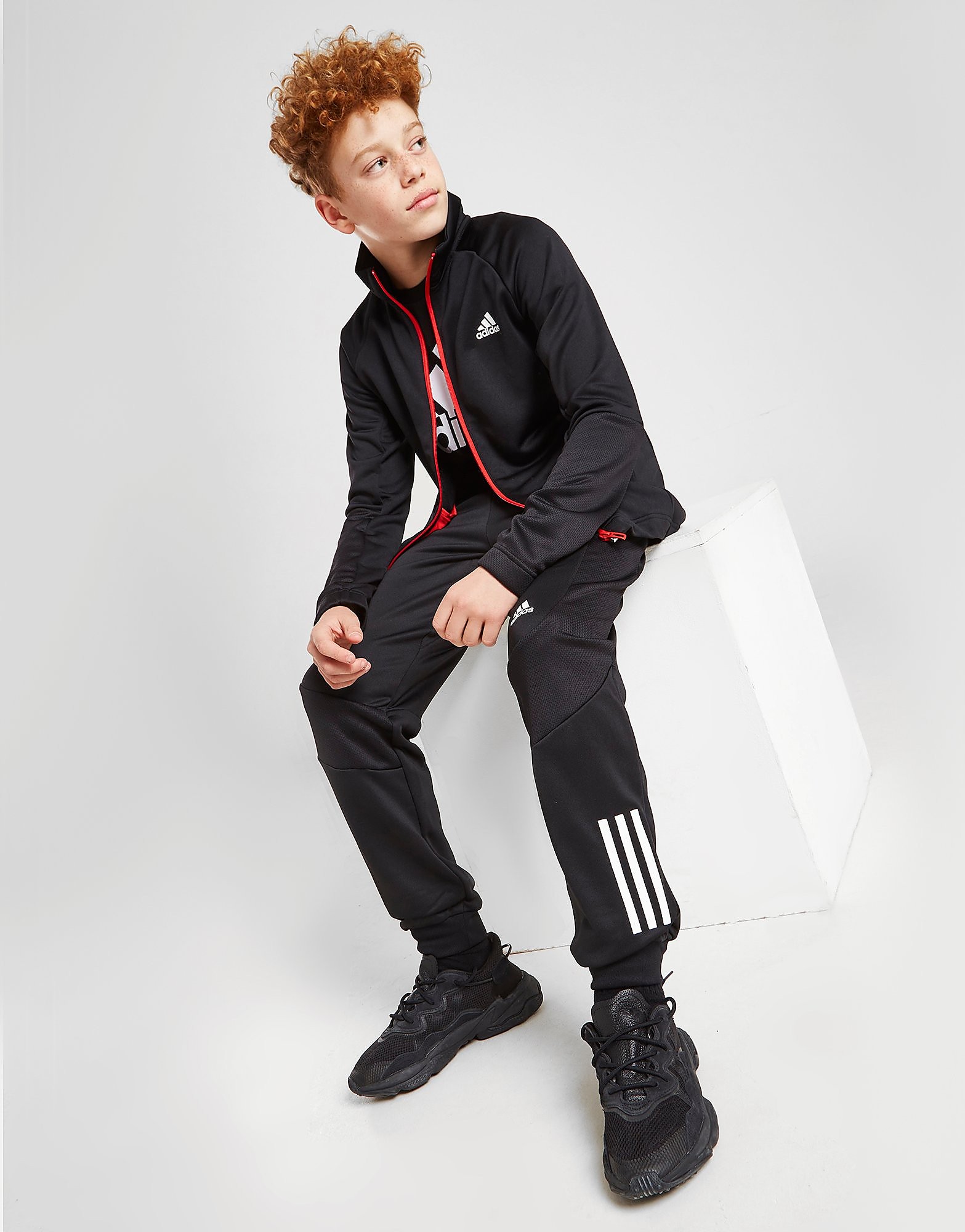 

adidas XFG Aeroready Tracksuit Junior - Black / White / Vivid Red - Kids, Black / White / Vivid Red