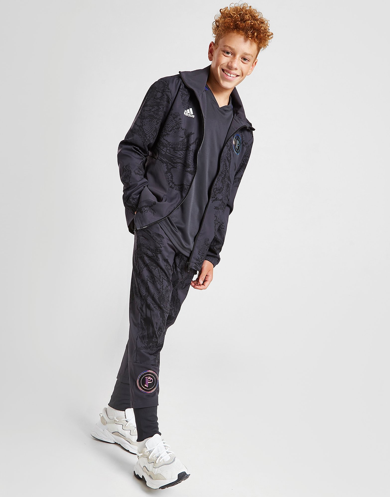 

adidas Pogba Tape Track Pants Junior - Carbon / Black / White - Kids, Carbon / Black / White