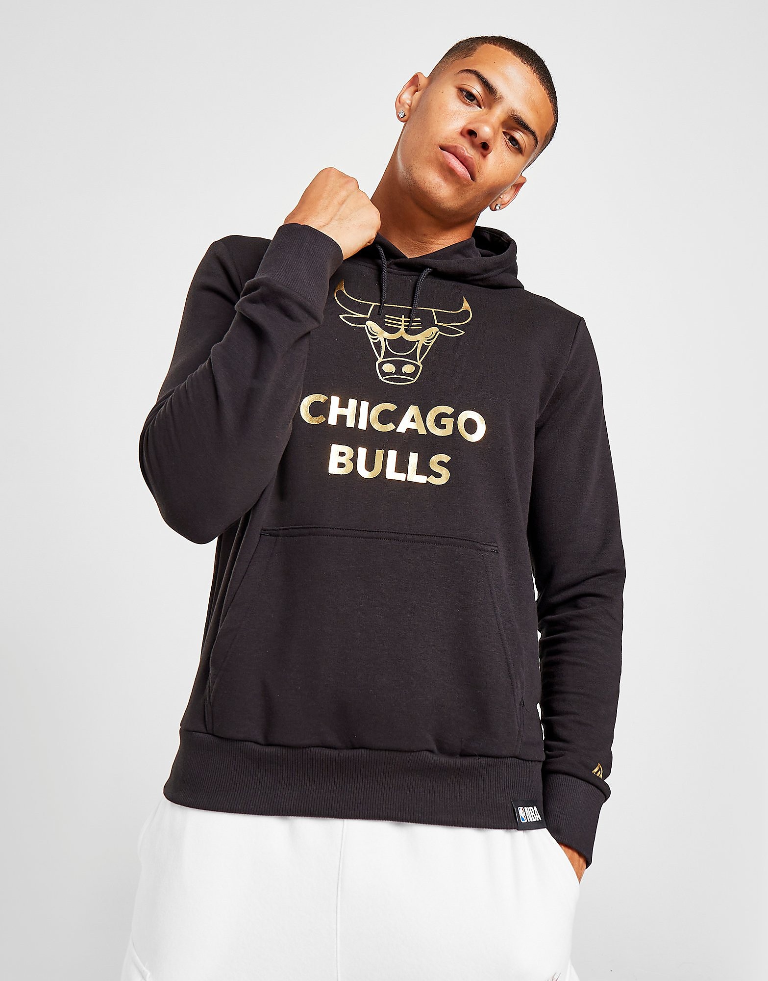 

New Era NBA Chicago Bulls Metallic Logo Hoodie - Black - Mens, Black