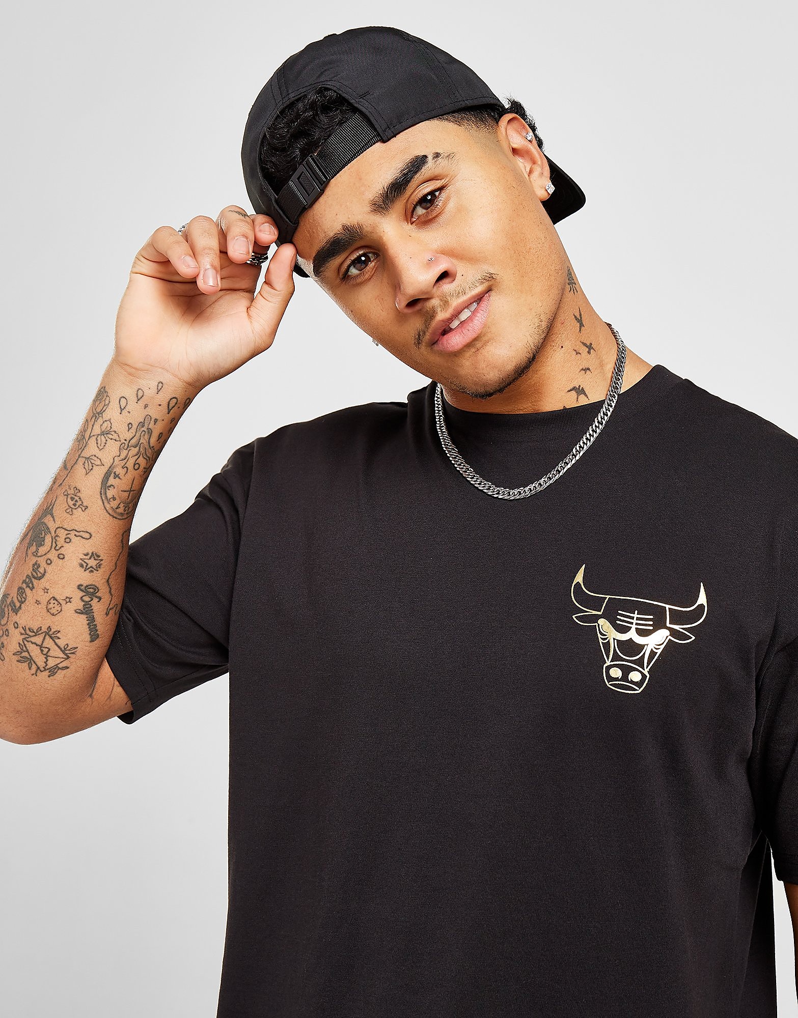 

New Era NBA Chicago Bulls Stack Short Sleeve T-Shirt - Black - Mens, Black