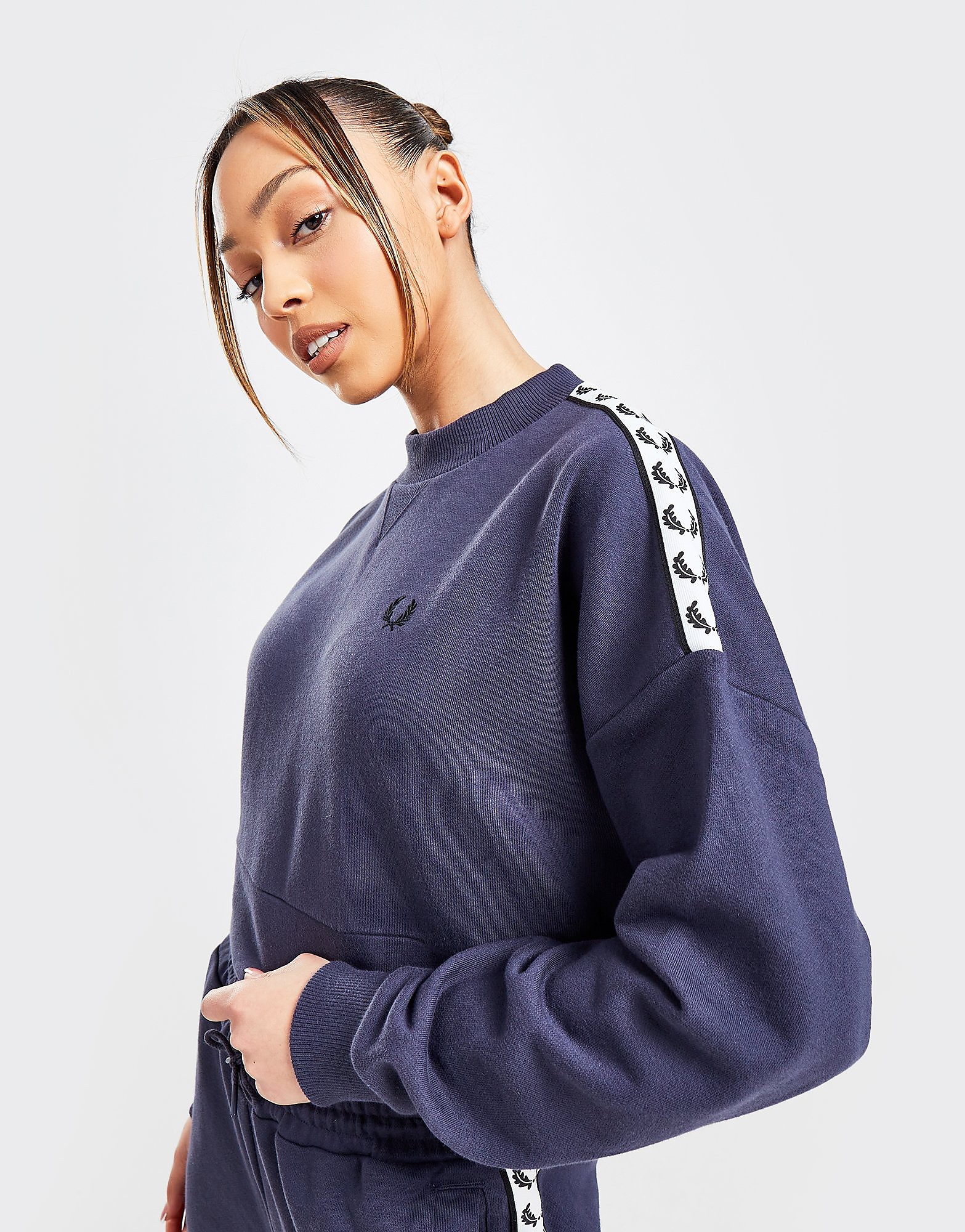 

Fred Perry Tape Crop Crew Sweatshirt - Blue - Womens, Blue
