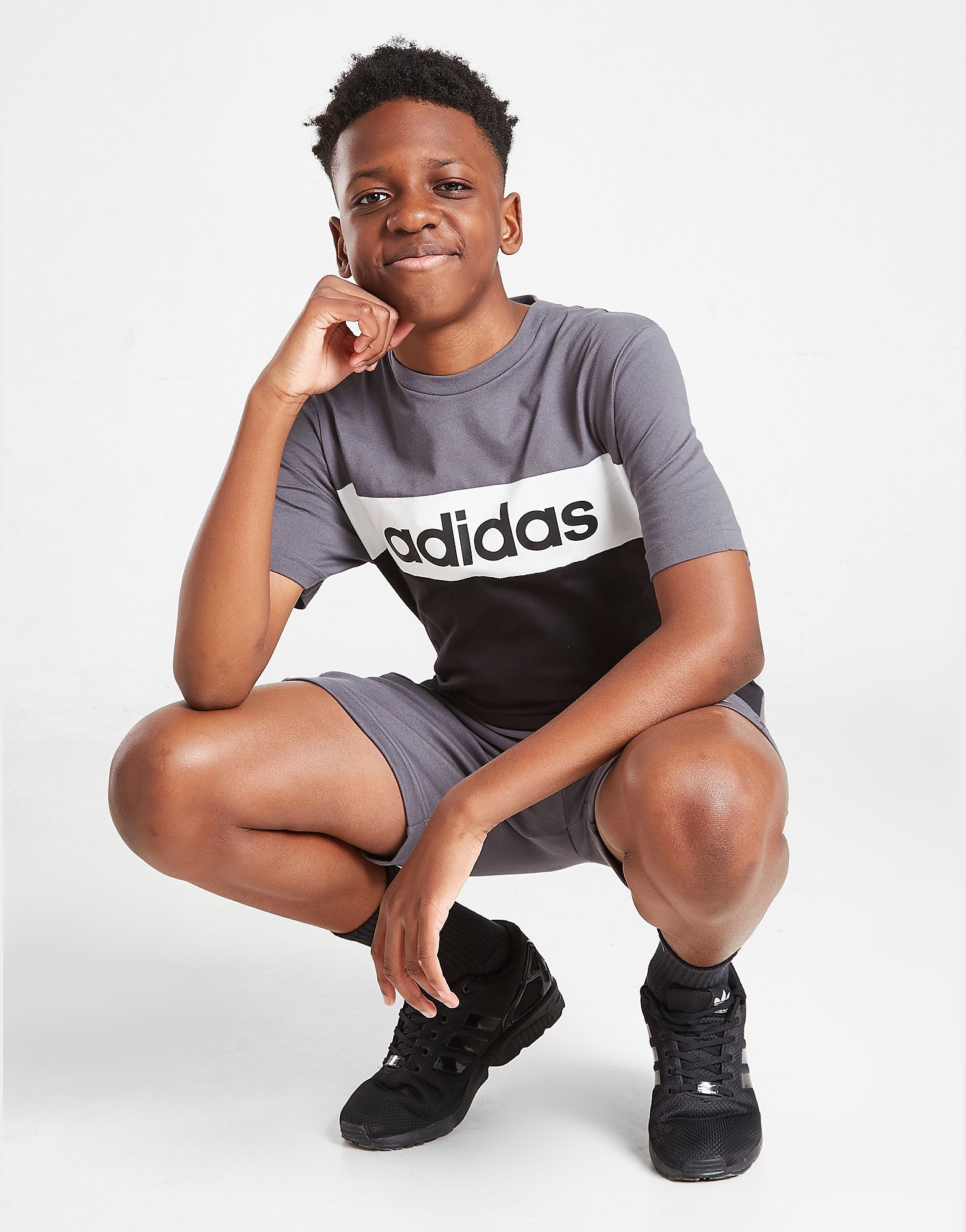 

adidas Central Panel T-Shirt Junior - Only at JD - Grey - Kids, Grey