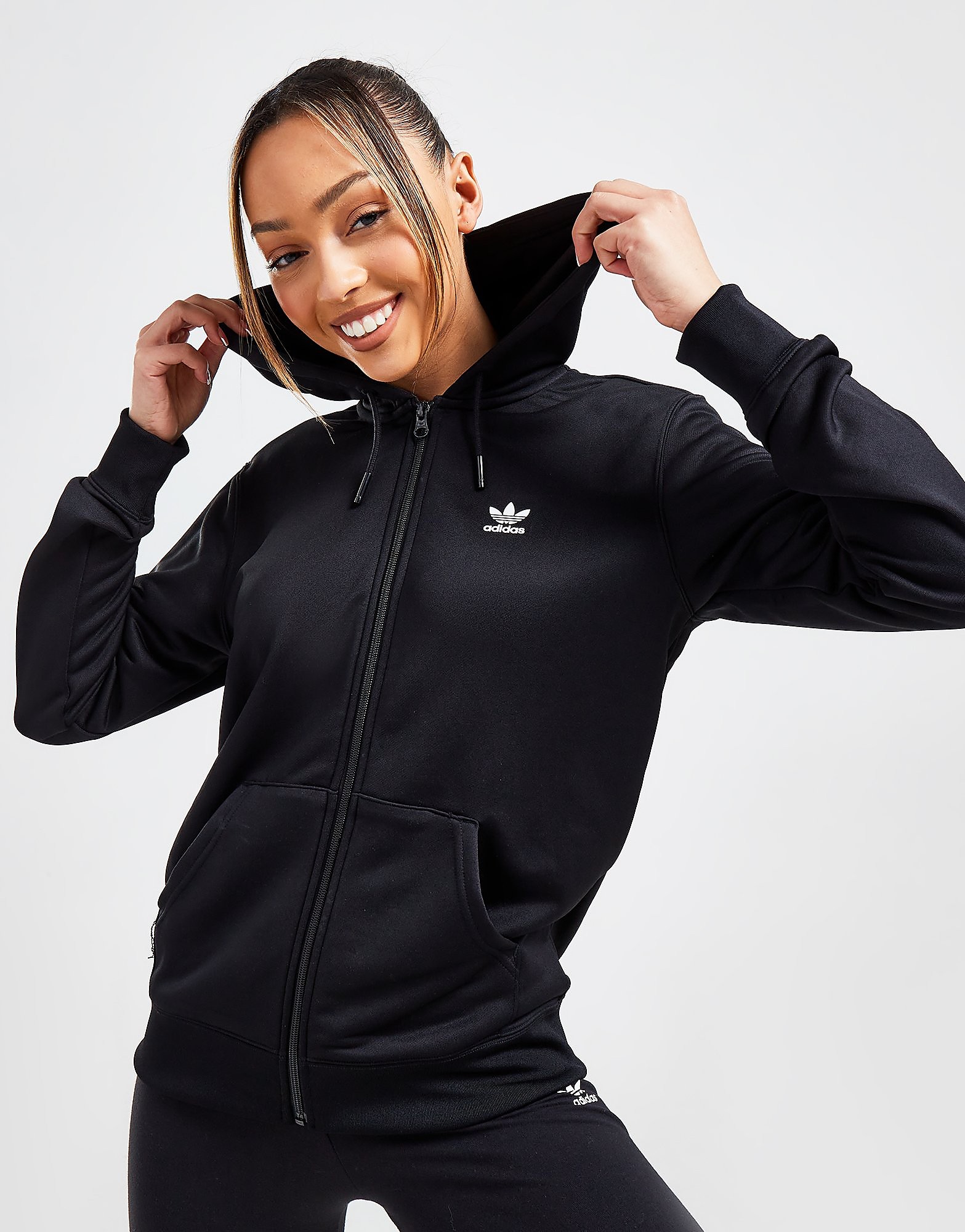 

adidas Originals Essential Poly Full Zip Hoodie - Only at JD - Black - Womens, Black