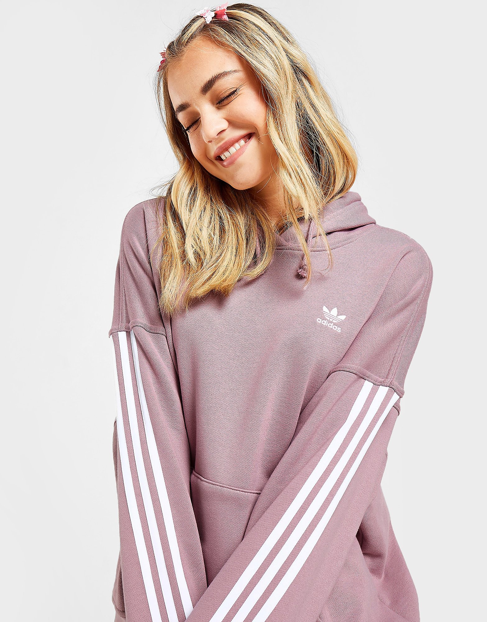 adidas Originals 3-Stripes Oversized Hoodie - Pink - Womens, Pink